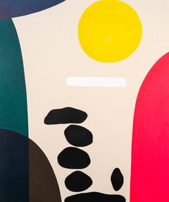 6 Rocks with Melting Sun - minimalist, contemporary, abstract, acrylic on canvas