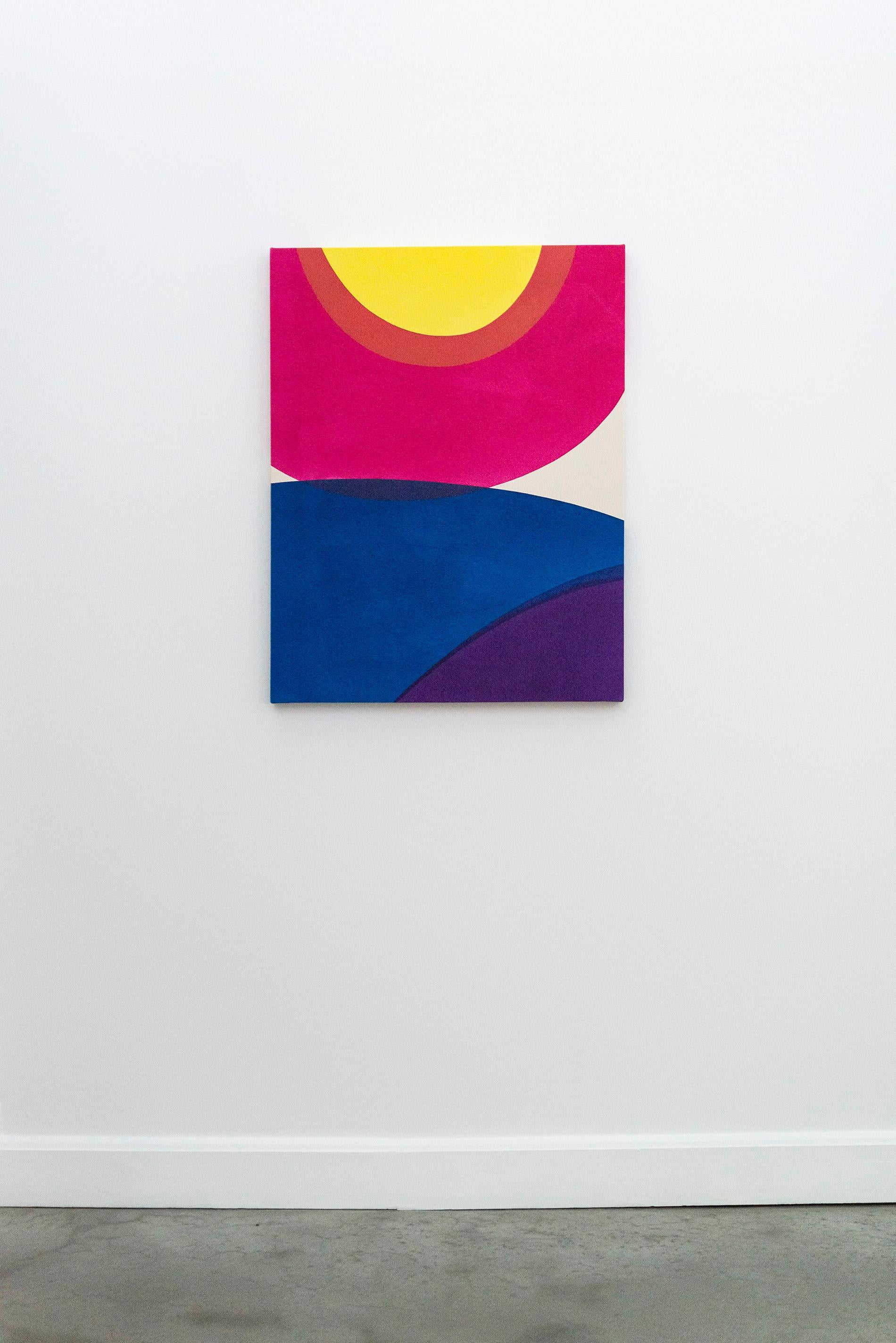 A brief time away No 4 - bright colours, abstract, minimalist, acrylic on canvas - Contemporary Painting by Aron Hill