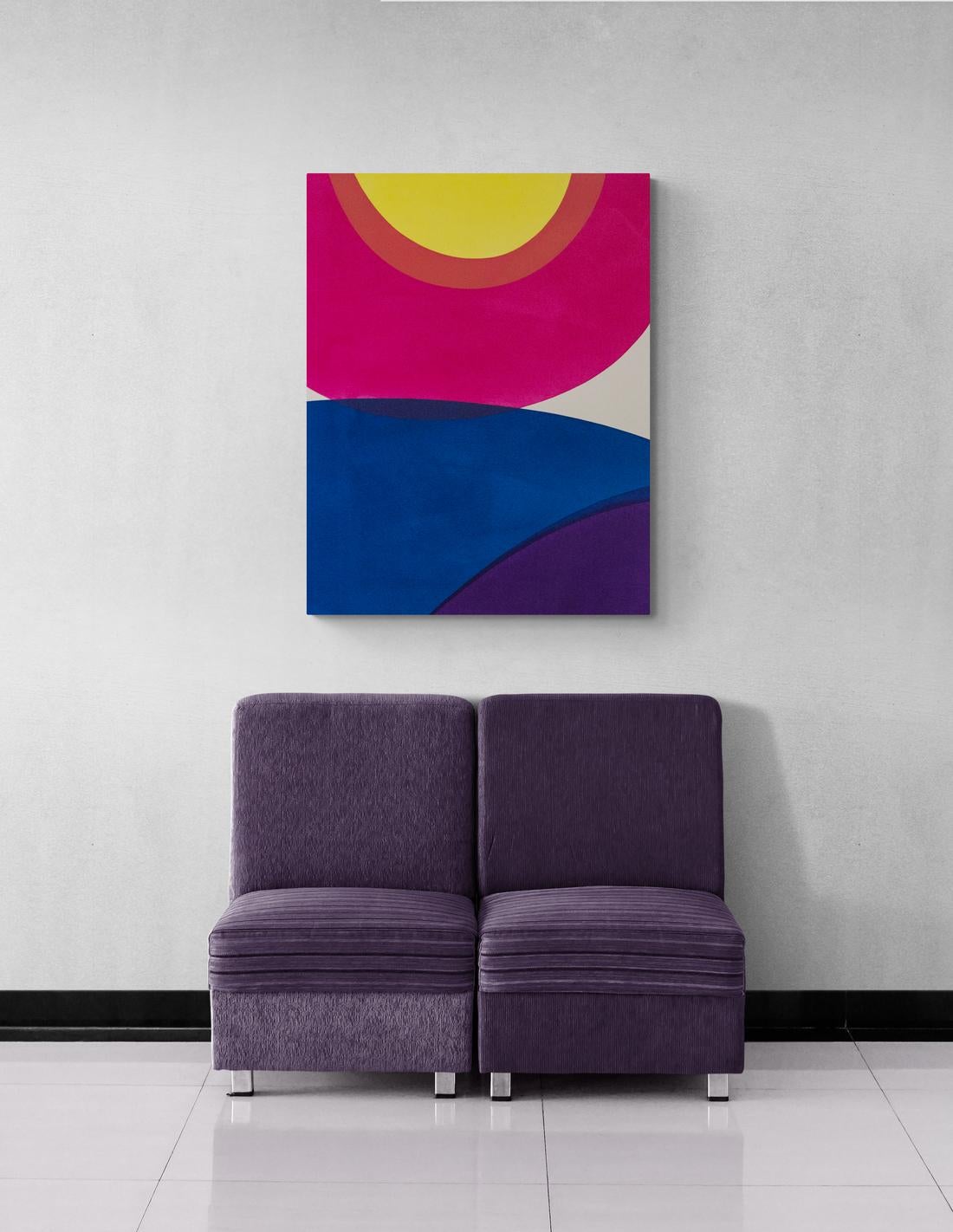 A brief time away No 4 - bright colours, abstract, minimalist, acrylic on canvas For Sale 6