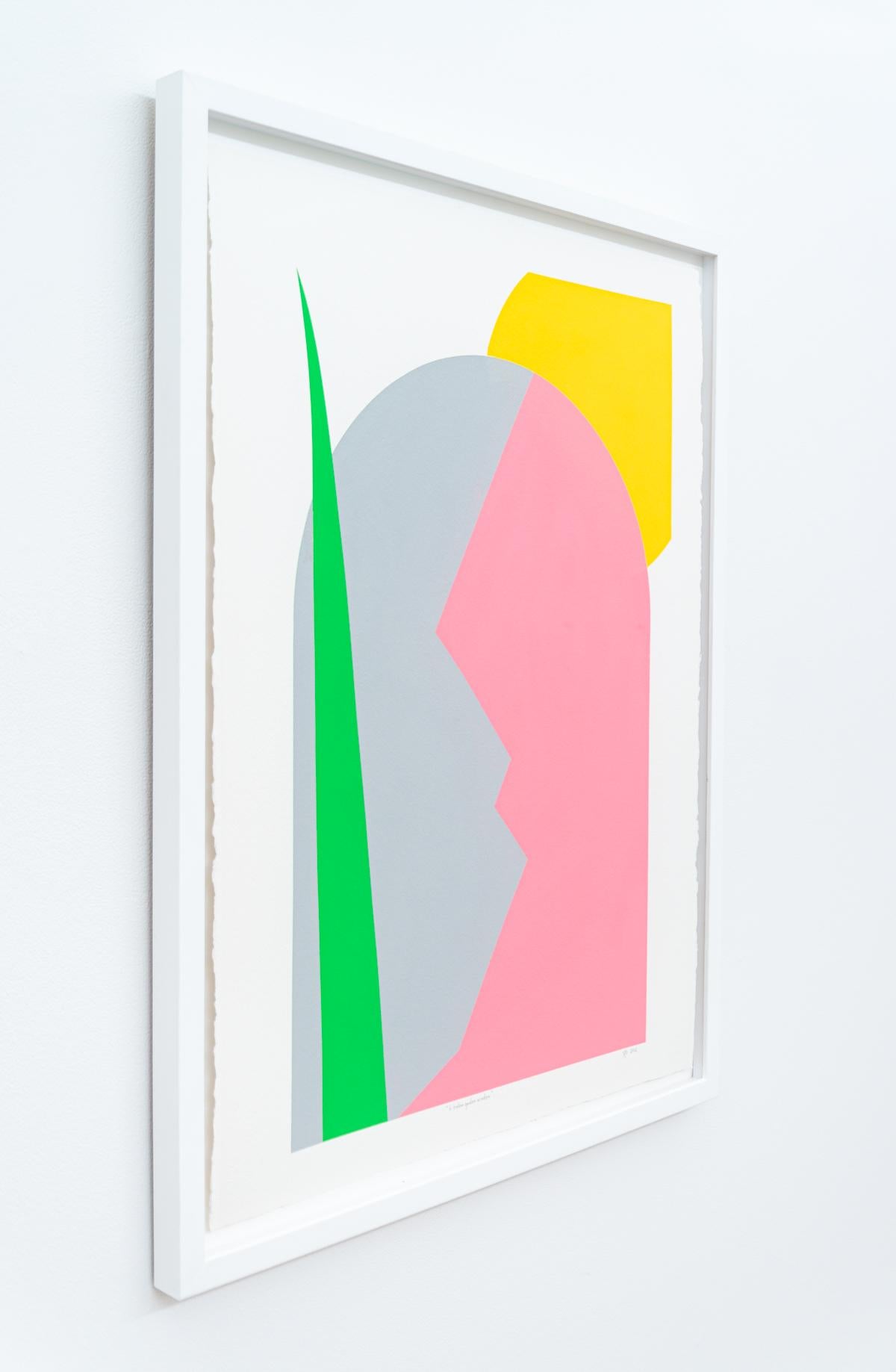 A Broken Garden Window - bright, bold, colorful, contemporary, acrylic on paper (Zeitgenössisch), Painting, von Aron Hill