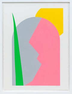 Une fenêtre de jardin brisée - lumineuse, audacieuse, colorée, contemporaine, acrylique sur papier