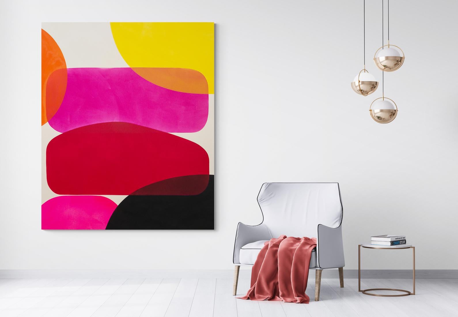 A Shift in Season with Pink and Black - colorful, abstract, acrylic on canvas For Sale 8