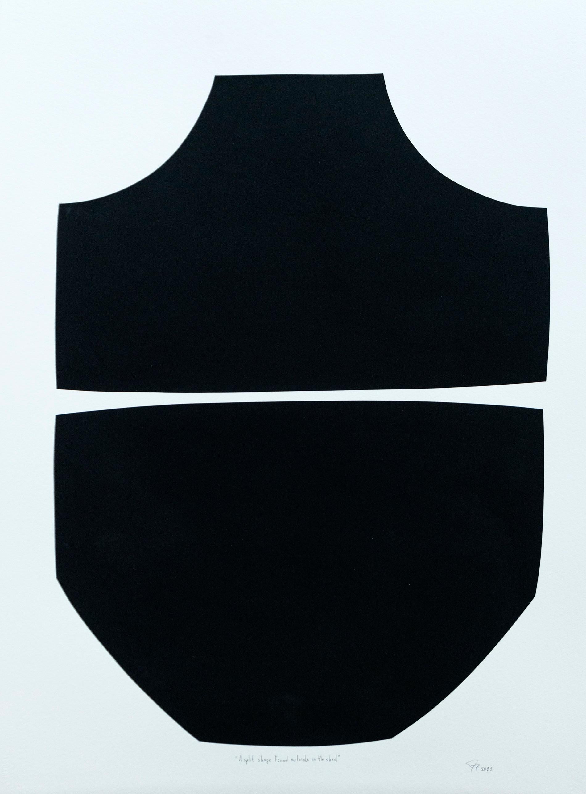 Aron Hill Abstract Painting - A Split Shape Found Outside in the Shed - Abstract, Acrylic on Paper