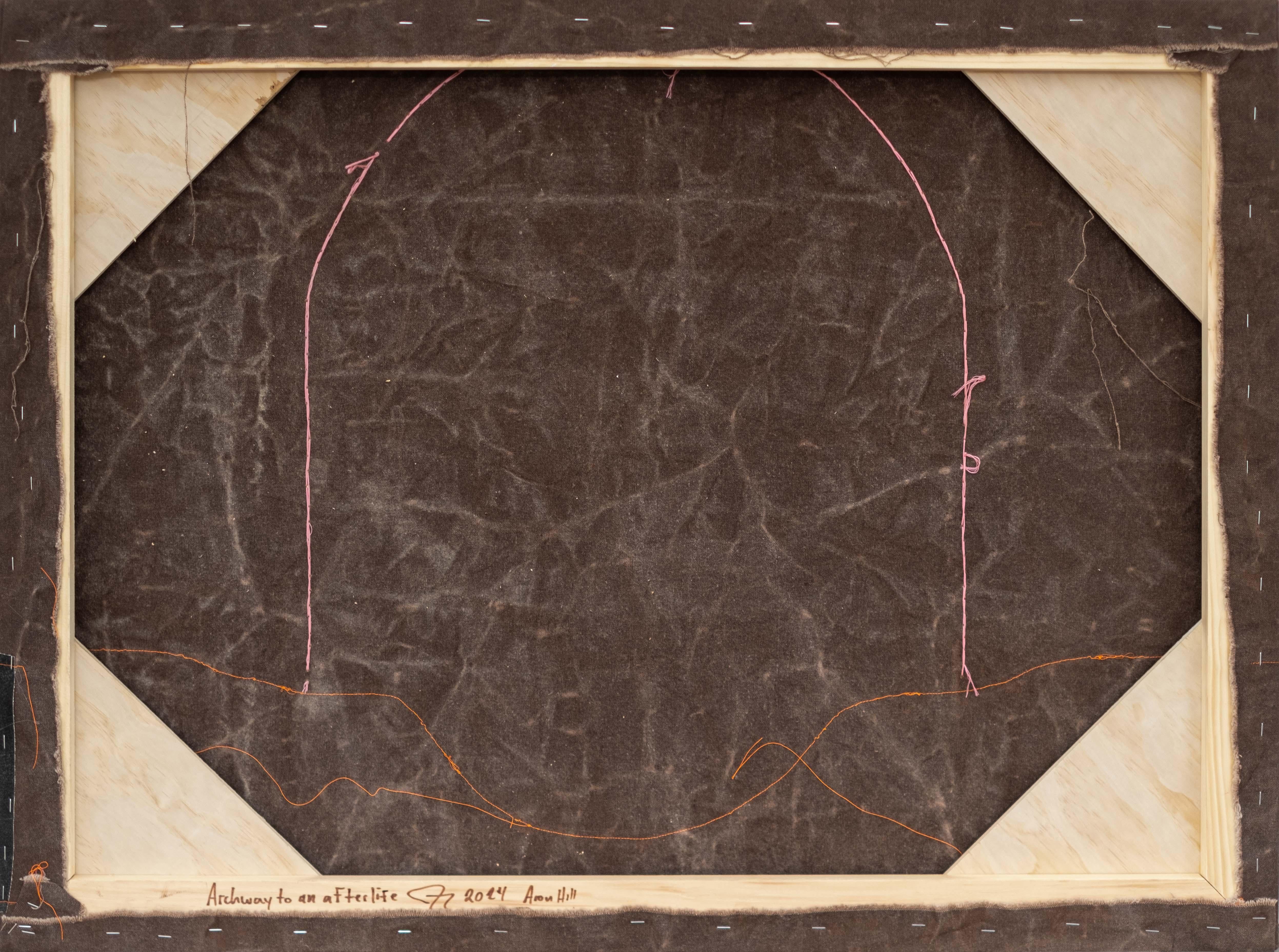 Arco di accesso all'aldilà - collage di forme, acrilico e inchiostro su tela in vendita 7