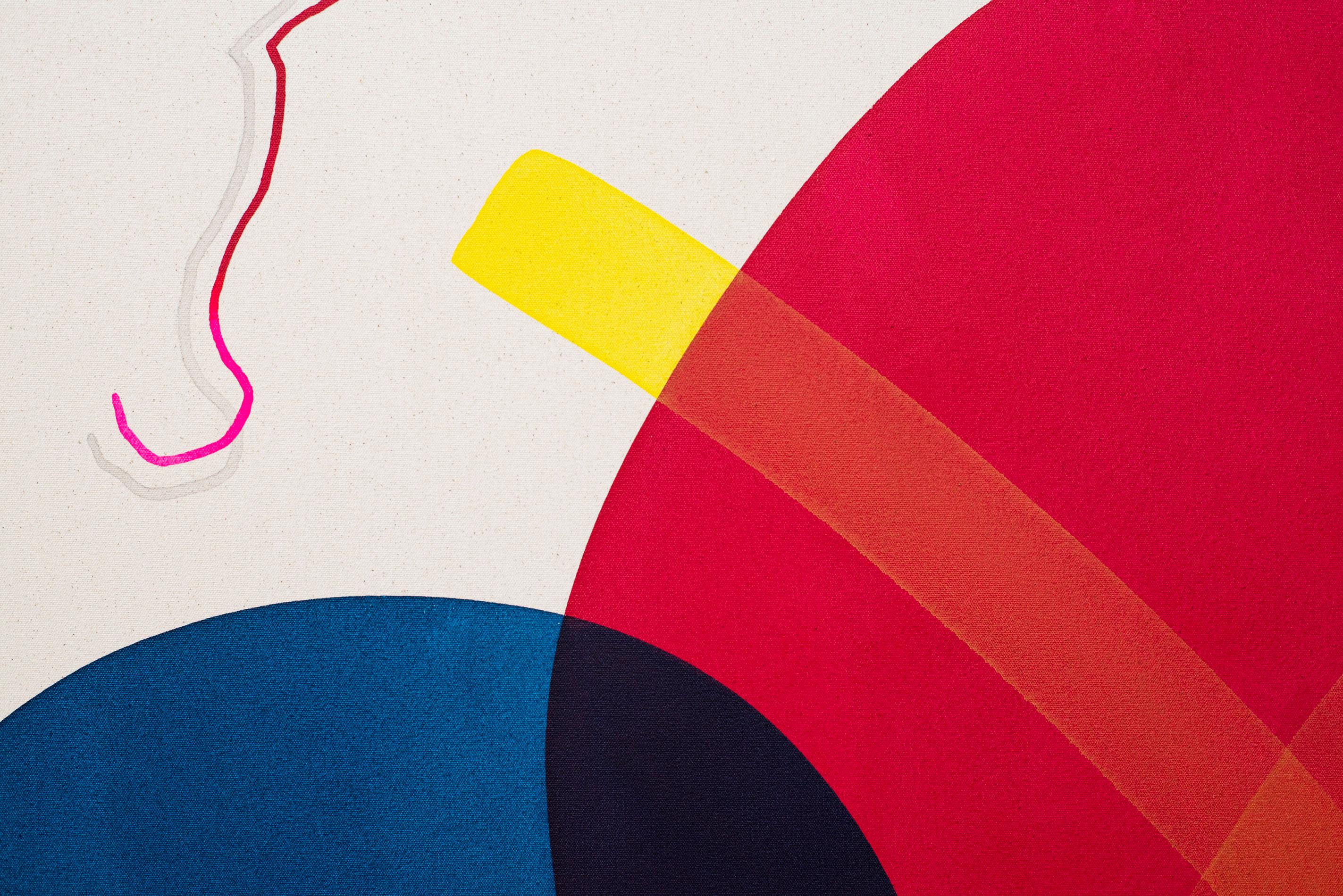 Peinture de fond pour une fête d'été n°1 - formes colorées et abstraites, acrylique sur toile en vente 4