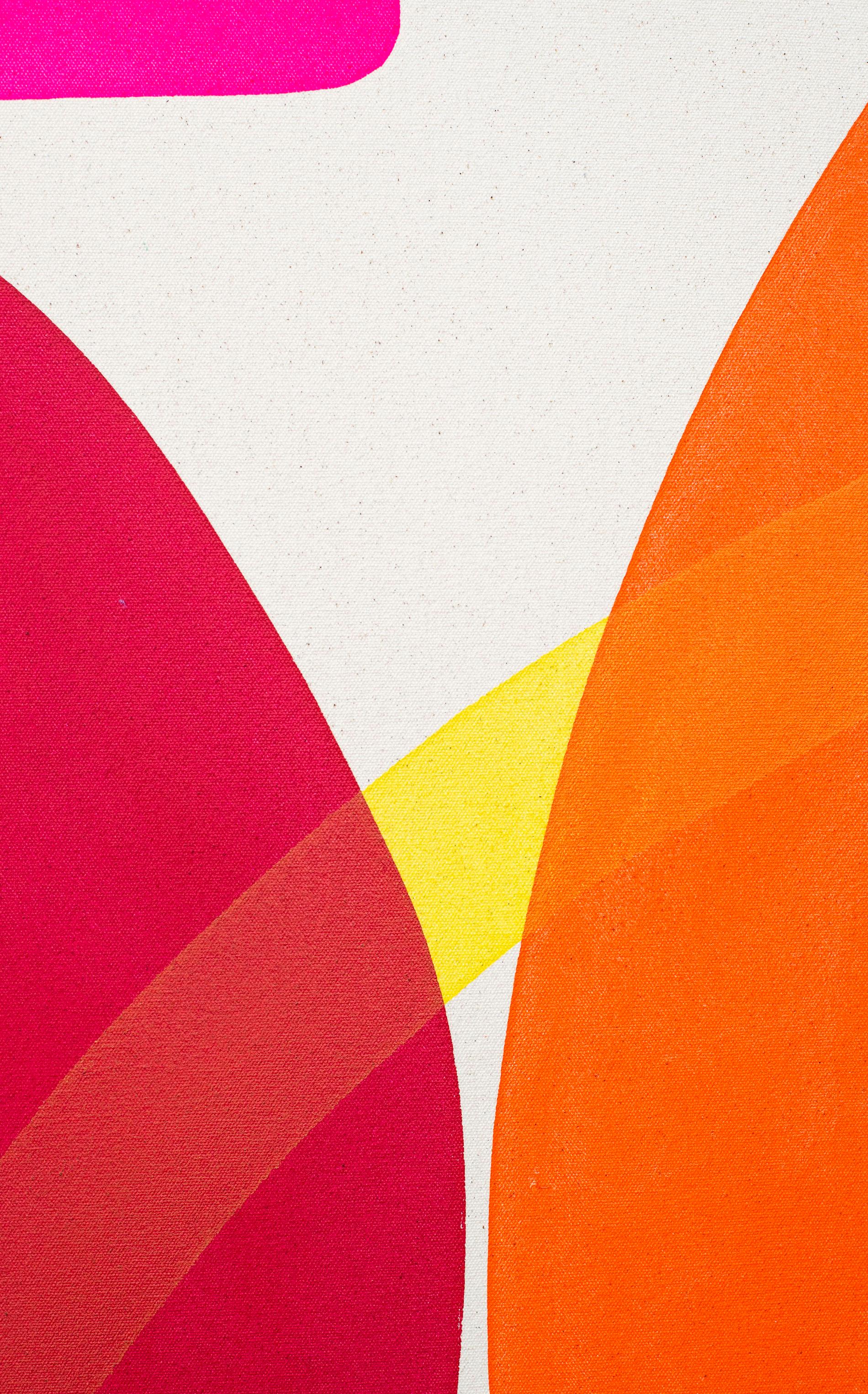 Peinture de fond pour une fête d'été n°1 - formes colorées et abstraites, acrylique sur toile en vente 5