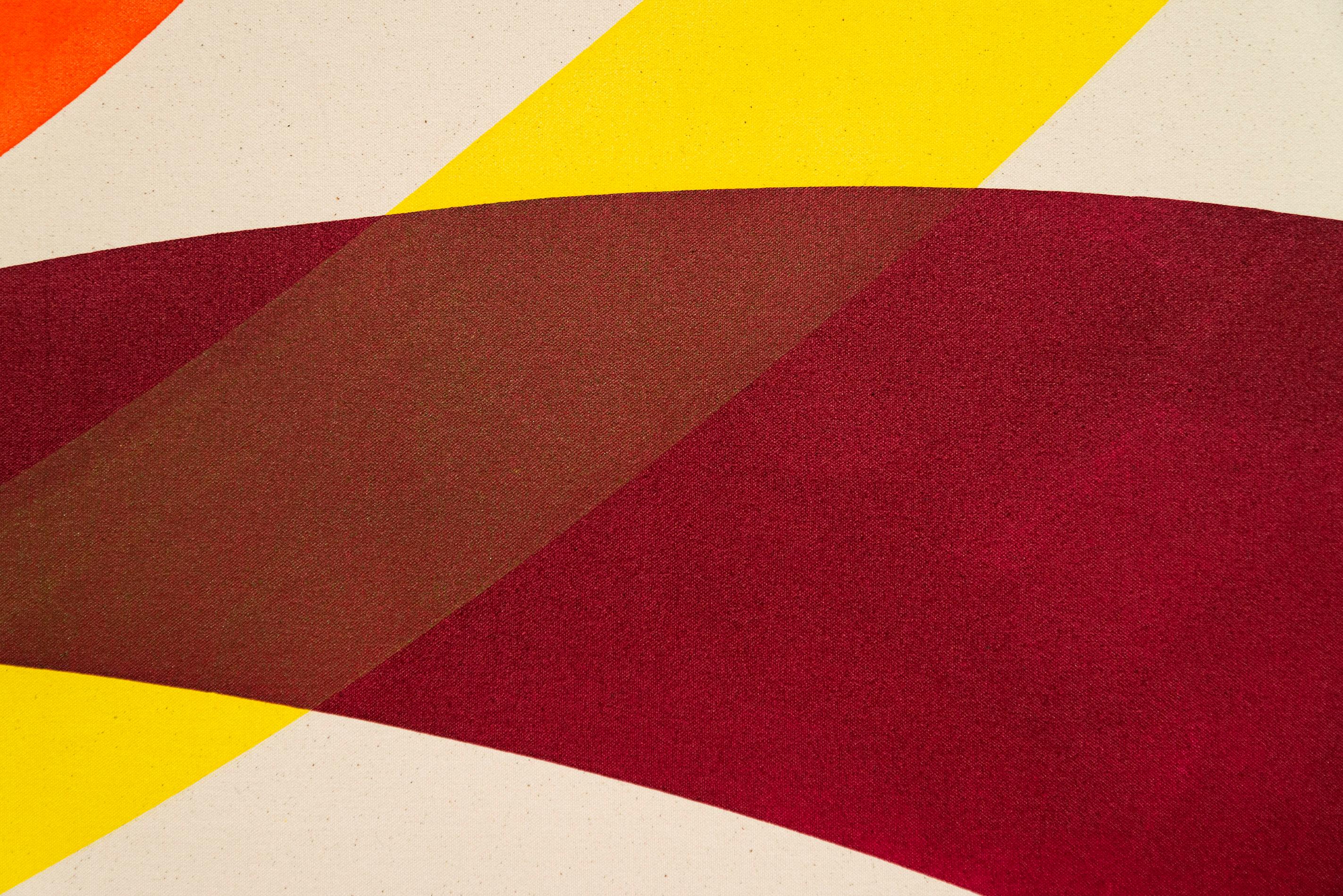 Negro y rosa sin sol amarillo - colorido, abstracto, acrílico sobre lienzo en venta 1