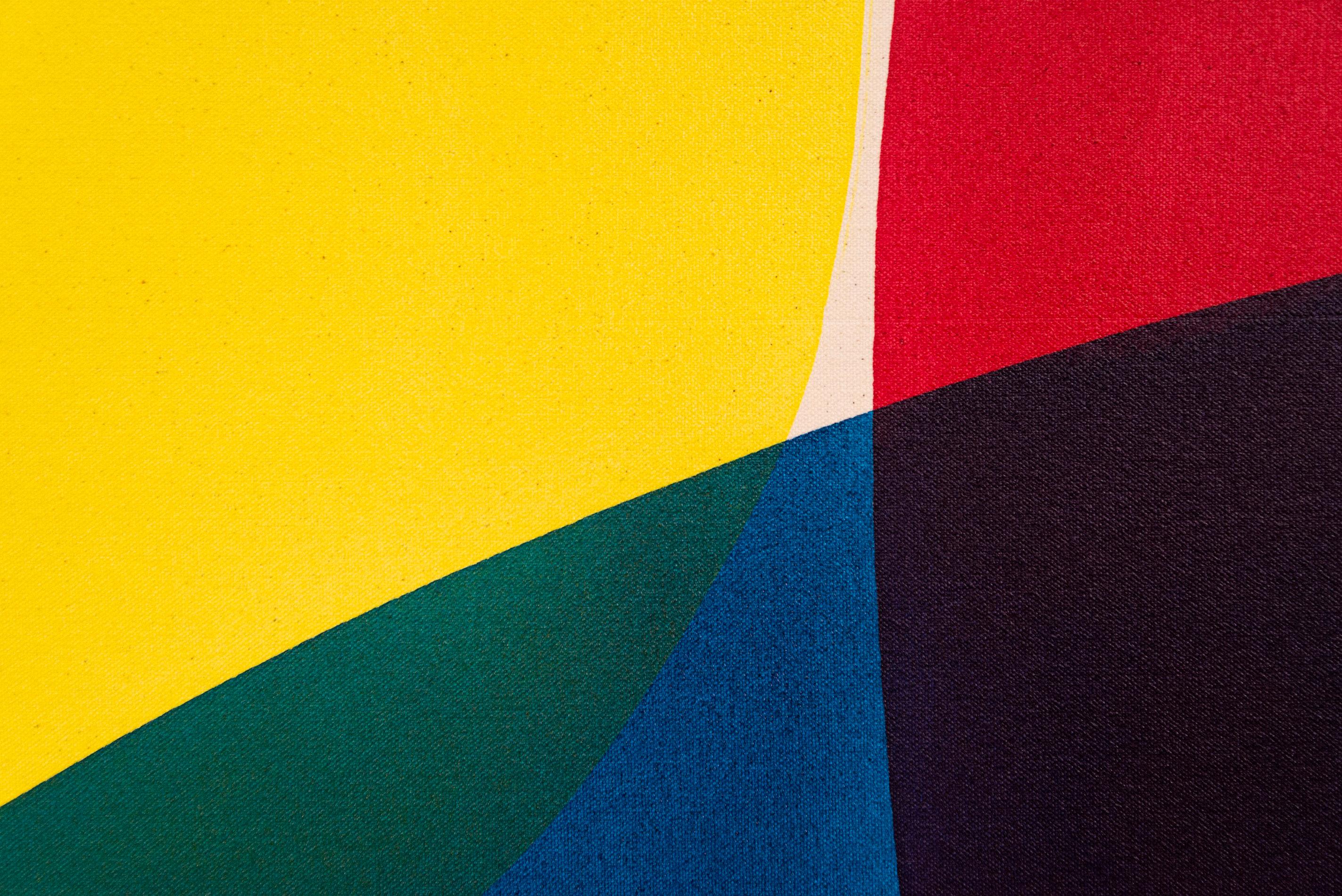 Negro y rosa sin sol amarillo - colorido, abstracto, acrílico sobre lienzo en venta 3