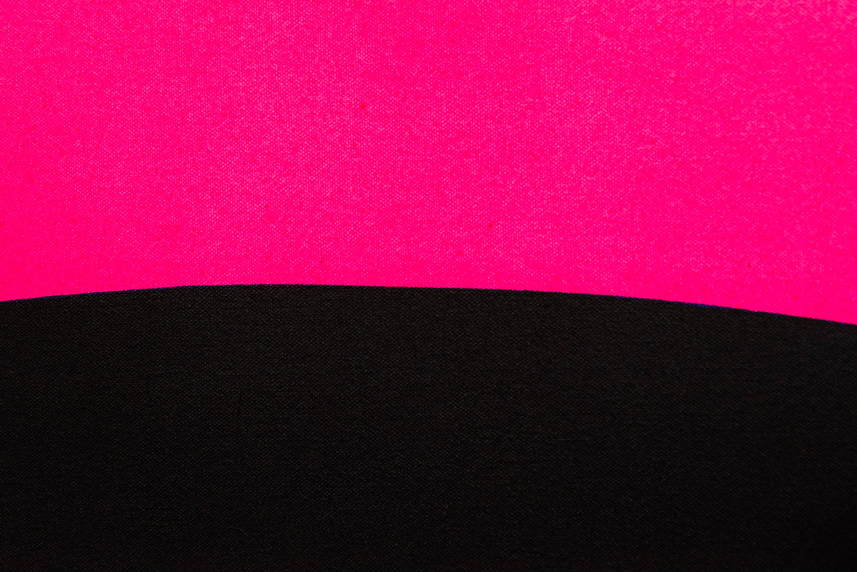Negro y rosa sin sol amarillo - colorido, abstracto, acrílico sobre lienzo en venta 4