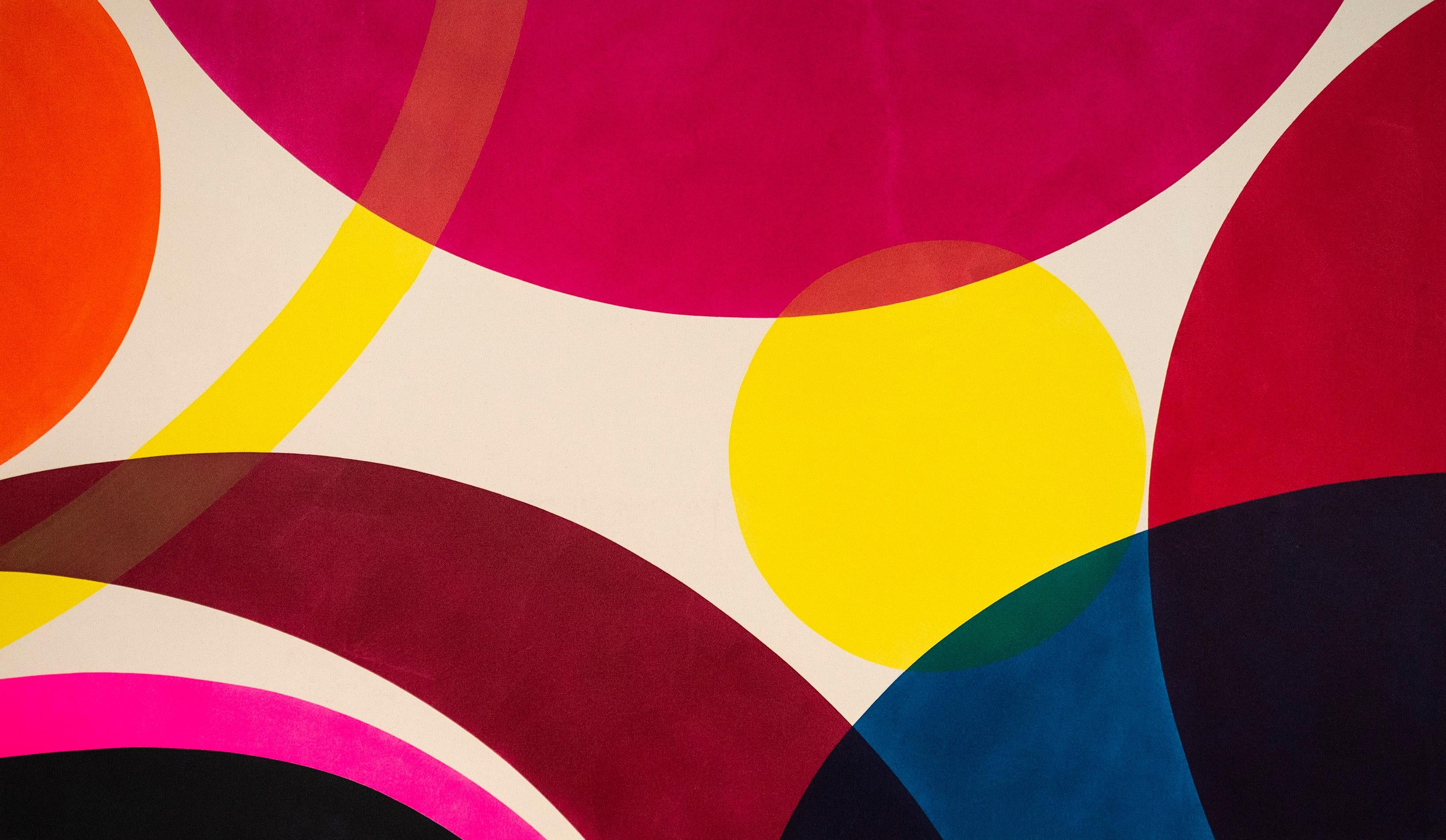 Negro y rosa sin sol amarillo - colorido, abstracto, acrílico sobre lienzo - Painting de Aron Hill