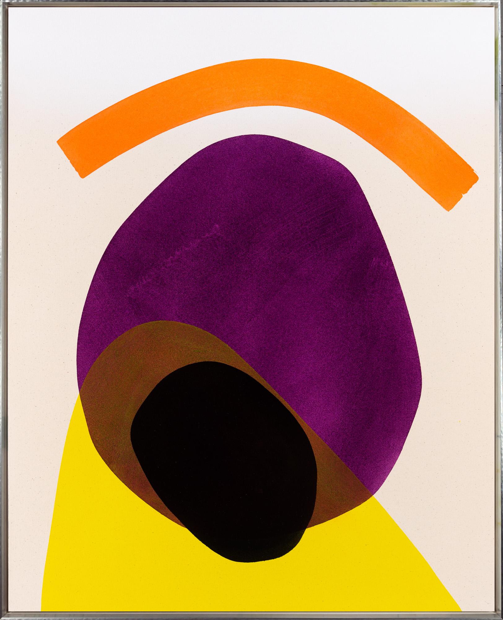 Abstract Painting de Aron Hill - "Agujero negro en una casa morada con tejado naranja" Acrílico abstracto sobre lienzo