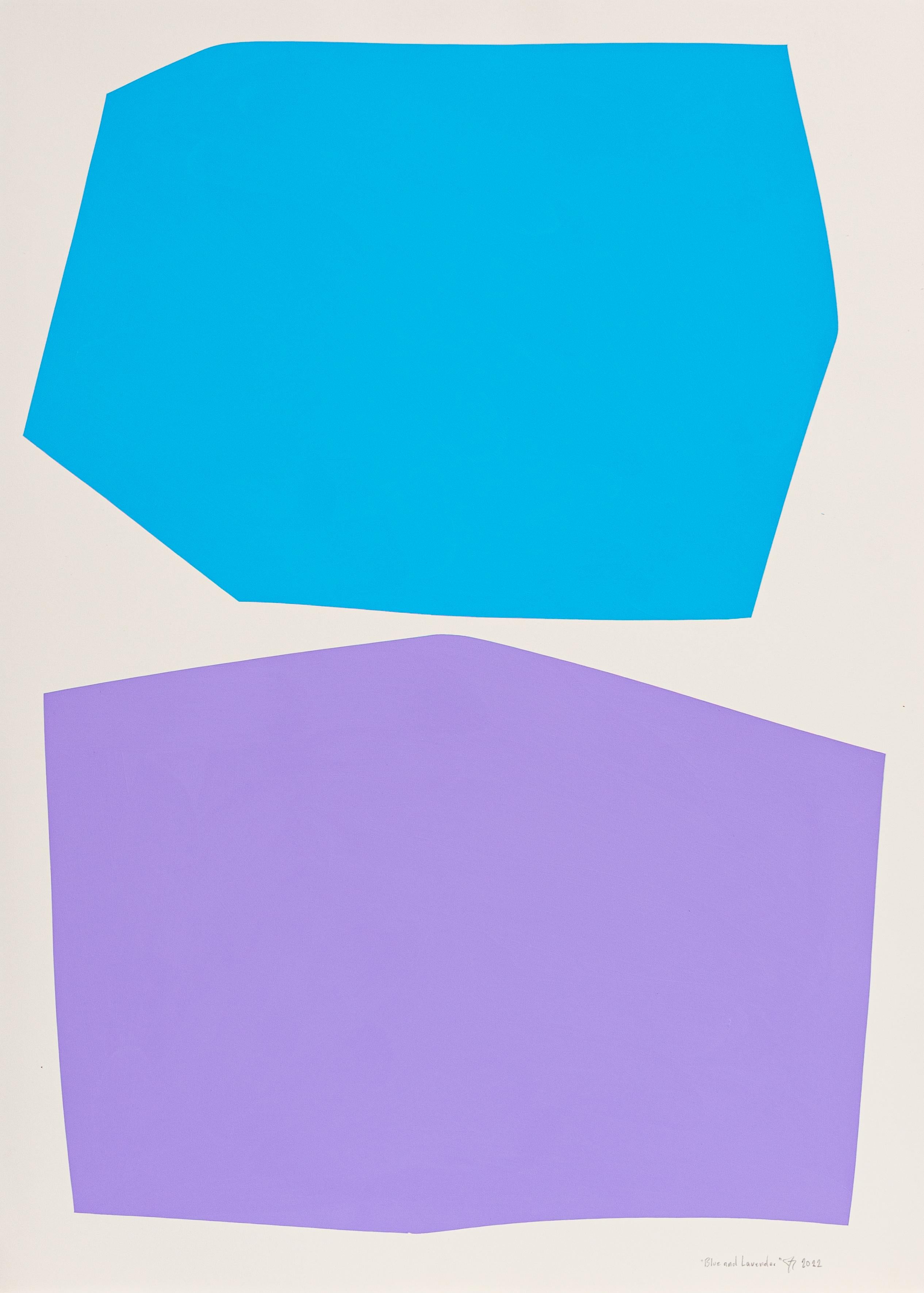 Azul y lavanda - Pintura acrílica abstracta sobre papel, 2010+
