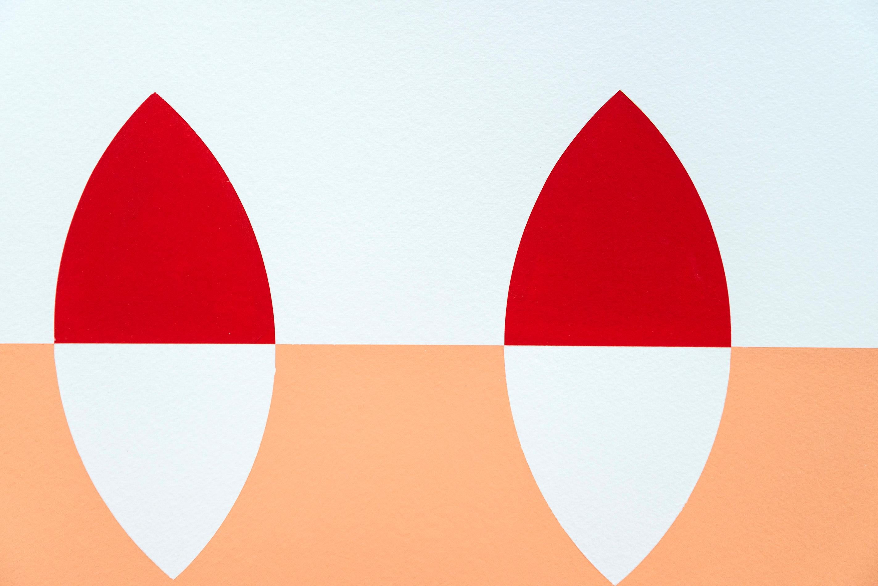 Aron Hill’s work is reminiscent of the bold, dynamic form and colour palette of Canadian modernists like Jack Bush. A new series of works on paper features the Calgary born artist’s characteristic graphic shapes inspired by nature. Two leaf-like