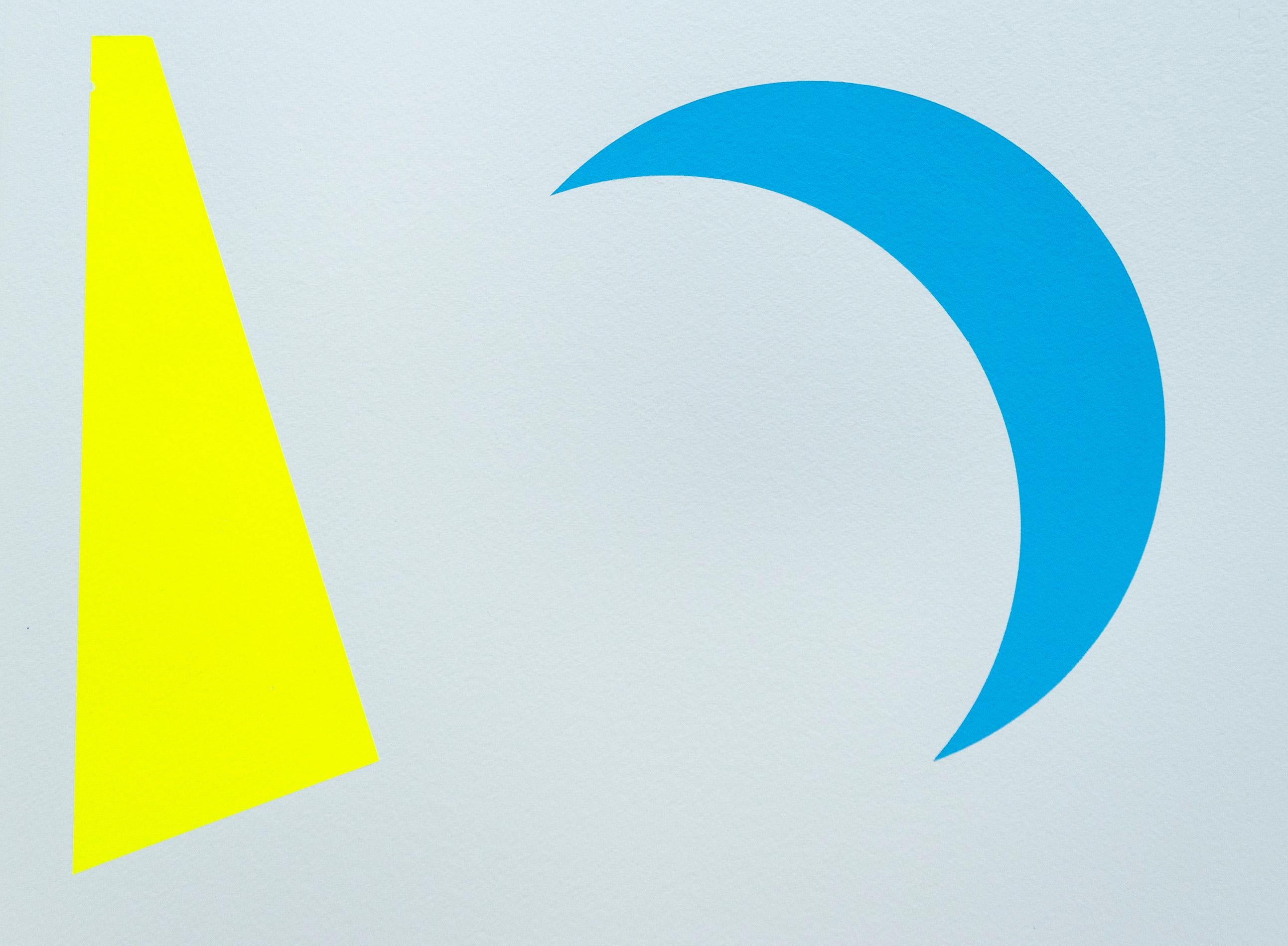 Bright Night Sky with Moon - colorful, minimalist, abstract, acrylic on paper For Sale 1