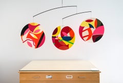 Mobile a disco geometrico con collage - Mobile astratto, colorato, su tela e cartone
