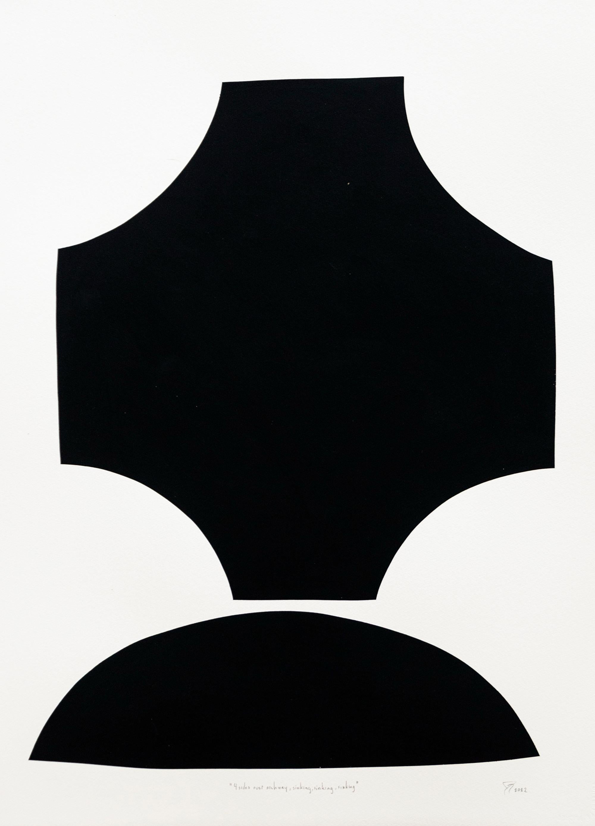 Aron Hill Abstract Painting - Four Sides over Archway, Sinking, Sinking, Sinking - Abstract Acrylic on Paper