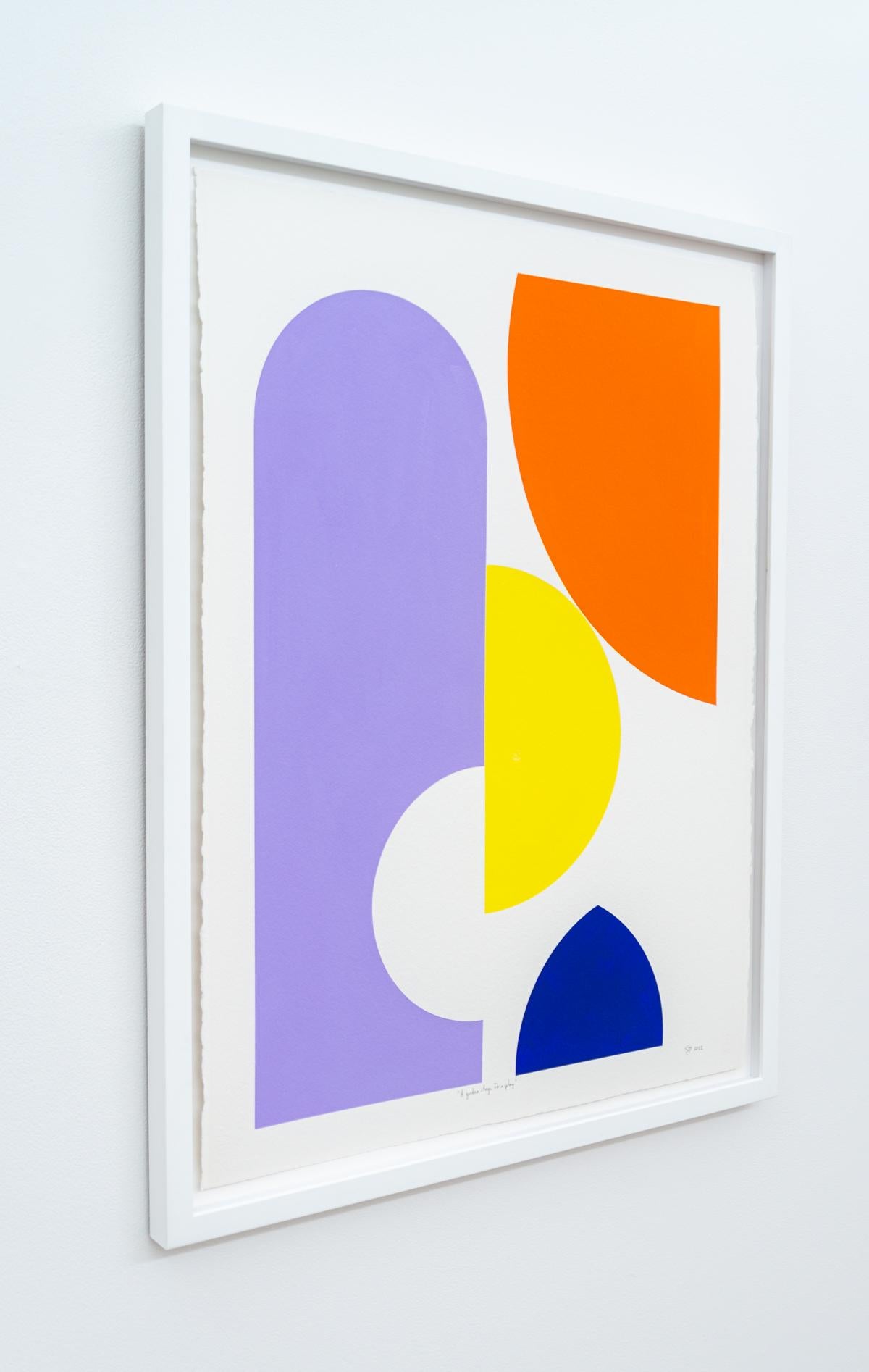Escenario de jardín para una obra de teatro - minimalista, geométrico, abstracto, acrílico sobre papel - Painting Contemporáneo de Aron Hill