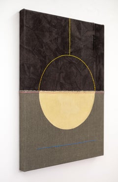 Half Sun Half Sun - dark, abstract shapes, acrylic, ink, and collage on canvas