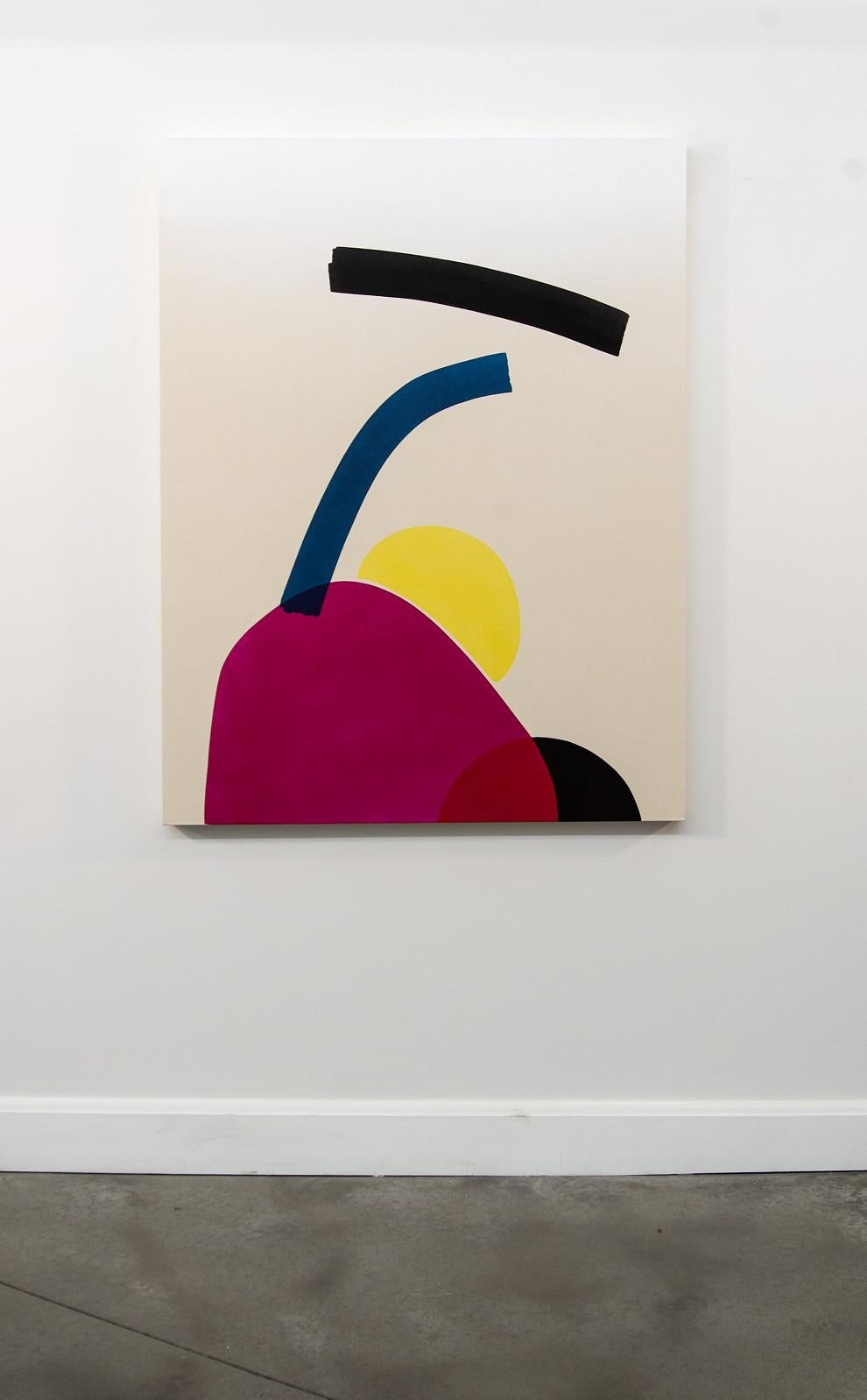 Hiding Sun with Black - bright, colorful, intersecting abstract shapes on canvas - Painting by Aron Hill