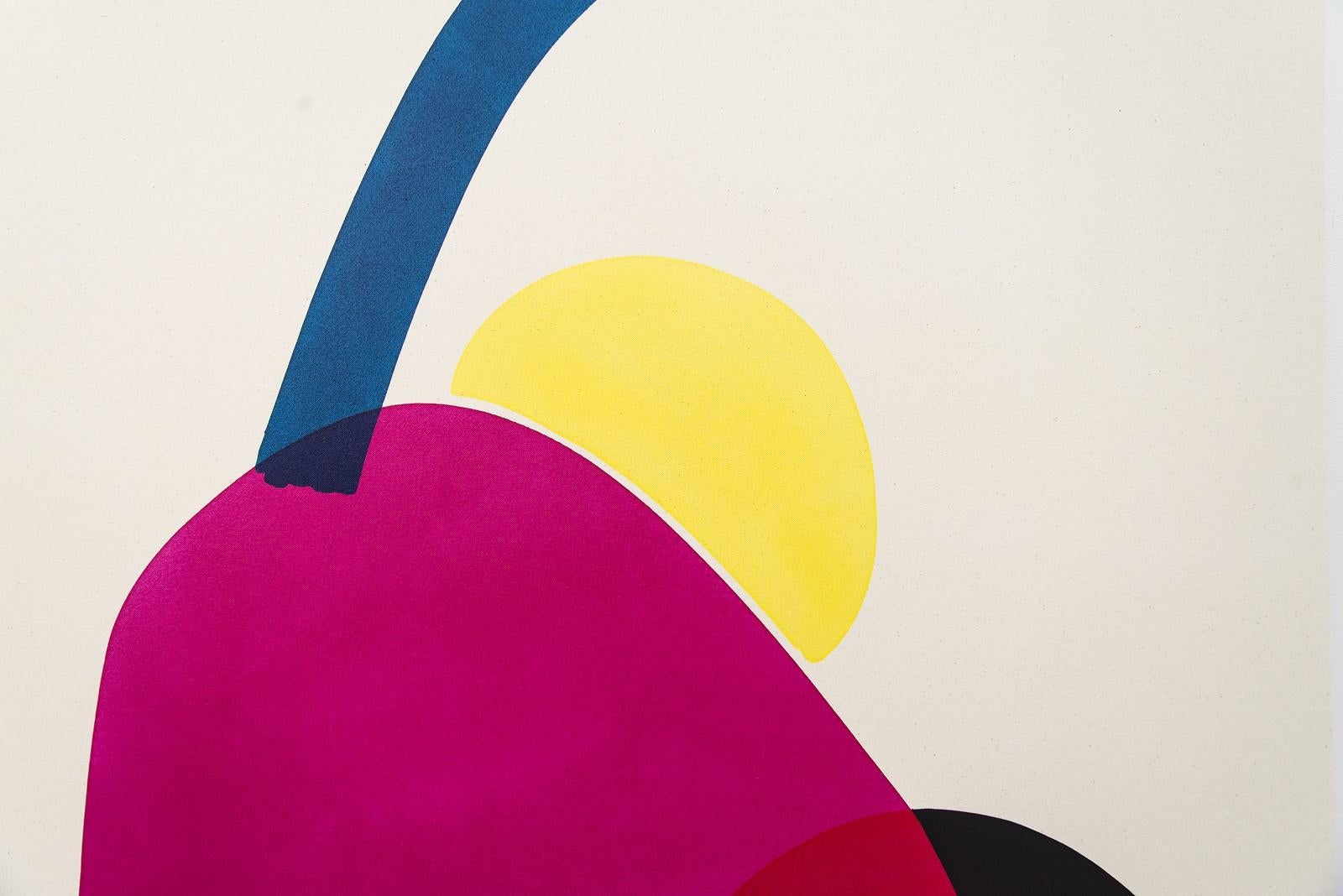 Hiding Sun with Black – leuchtende, farbenfrohe, sich überschneidende abstrakte Formen auf Leinwand (Abstrakt), Painting, von Aron Hill