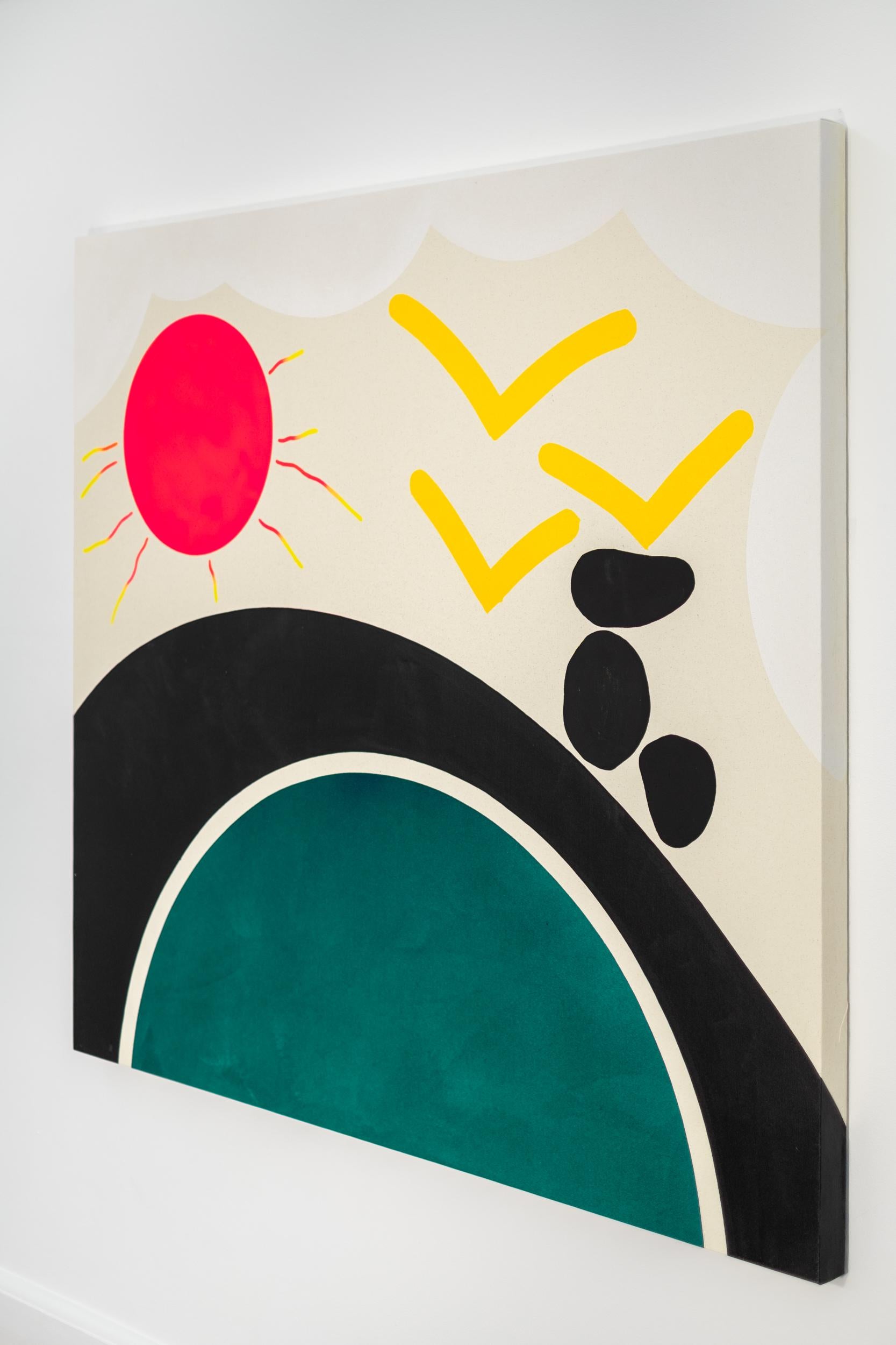 Sole caldo con uccelli - minimalista, contemporaneo, astratto, acrilico su tela - Painting Astratto di Aron Hill