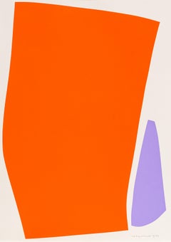 Naranja y lavanda grandes - Pintura acrílica abstracta sobre papel de archivo