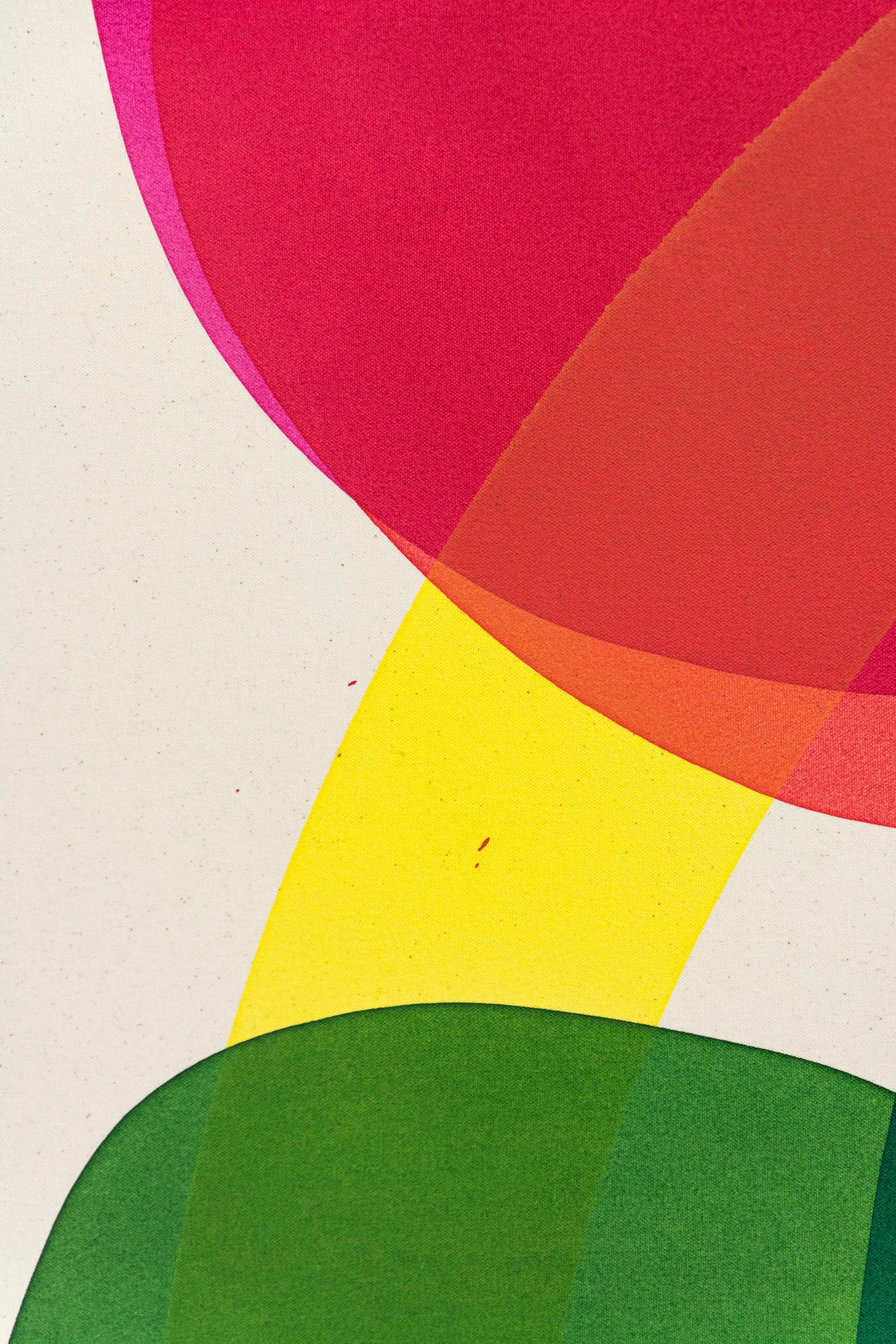 Large Red and Magenta - bright and colourful intersecting shapes - Painting by Aron Hill