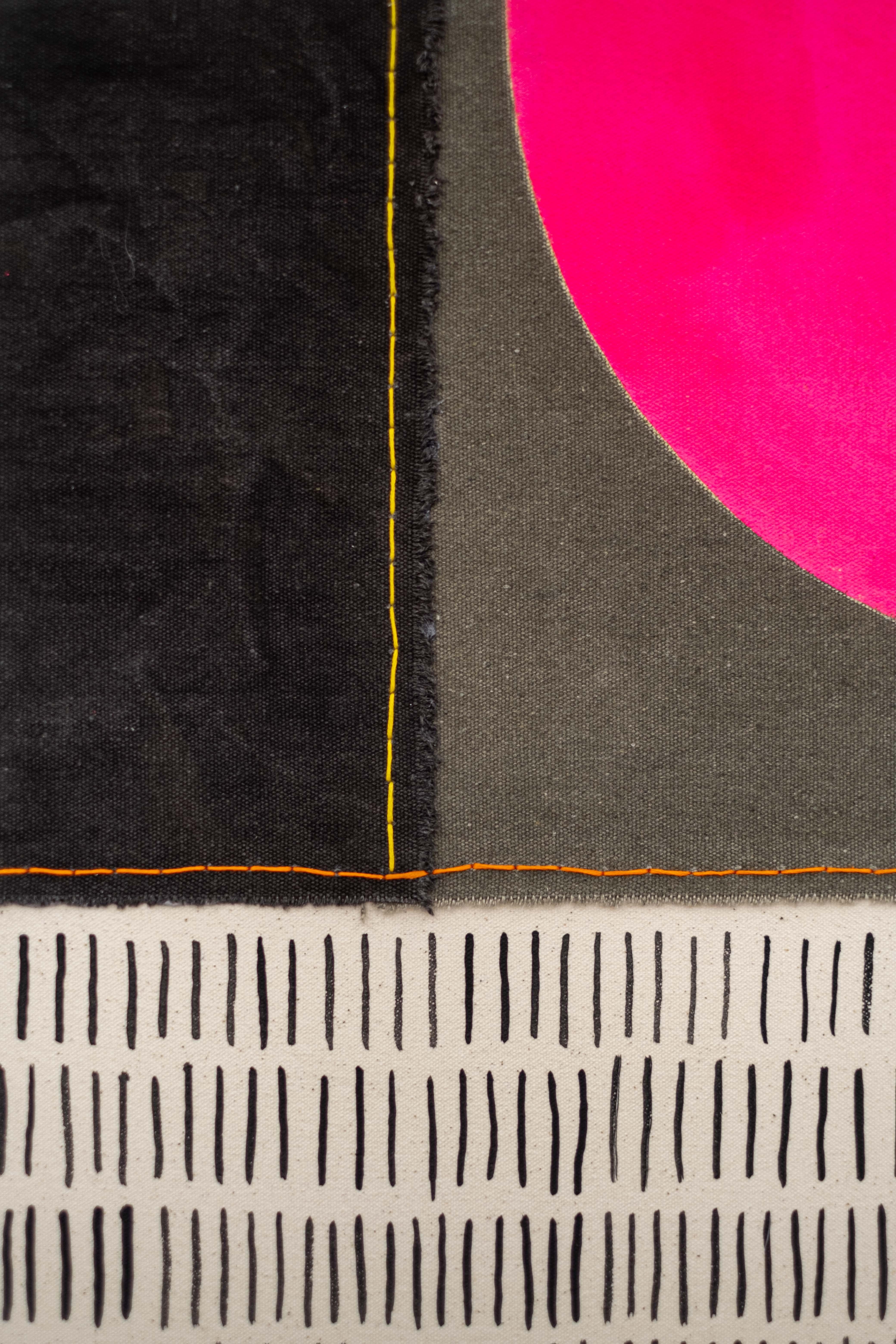 Molti segni con il sole rosa - luminoso, contemporaneo, astratto, acrilico su tela 3