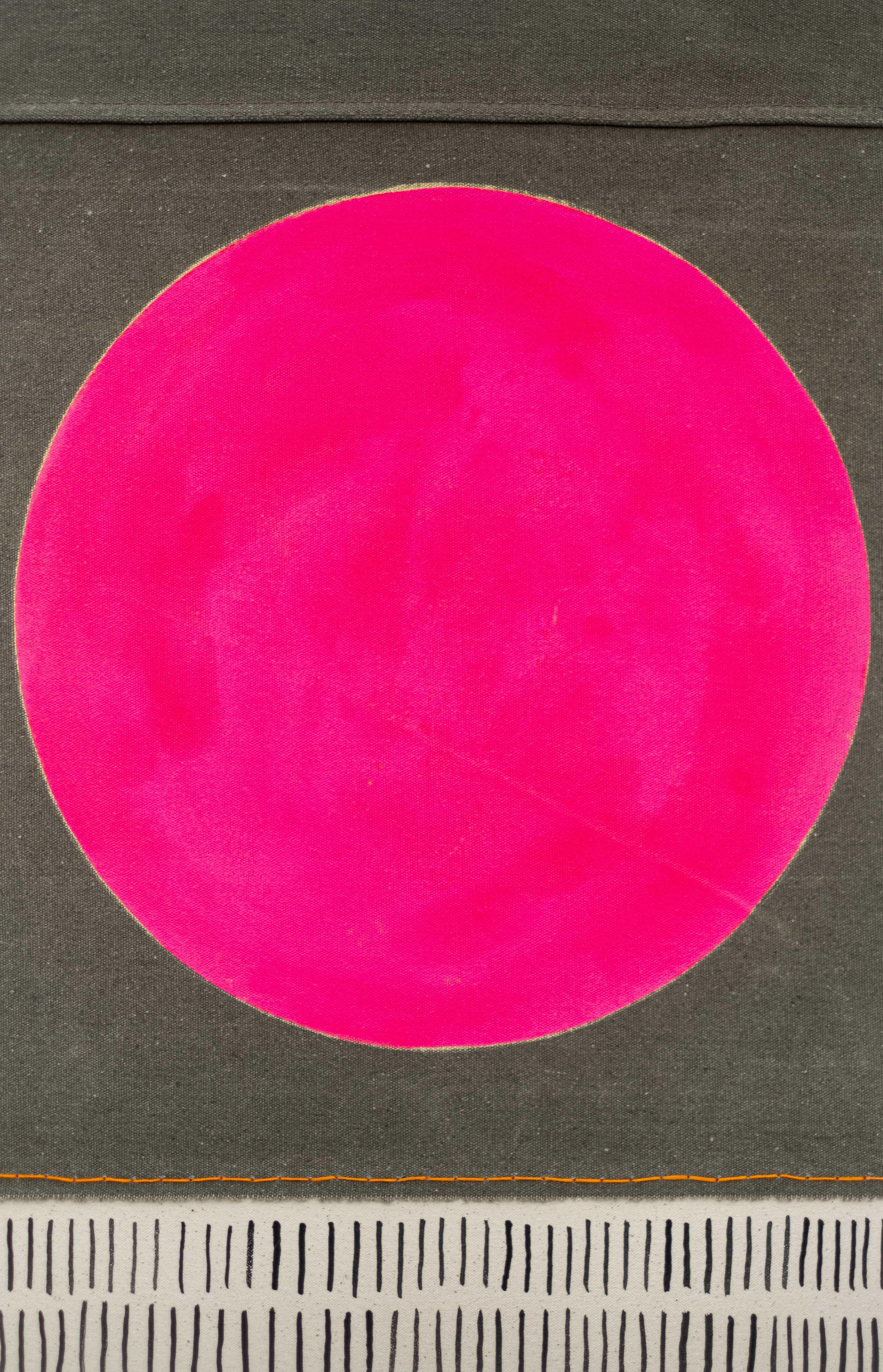 Molti segni con il sole rosa - luminoso, contemporaneo, astratto, acrilico su tela 6