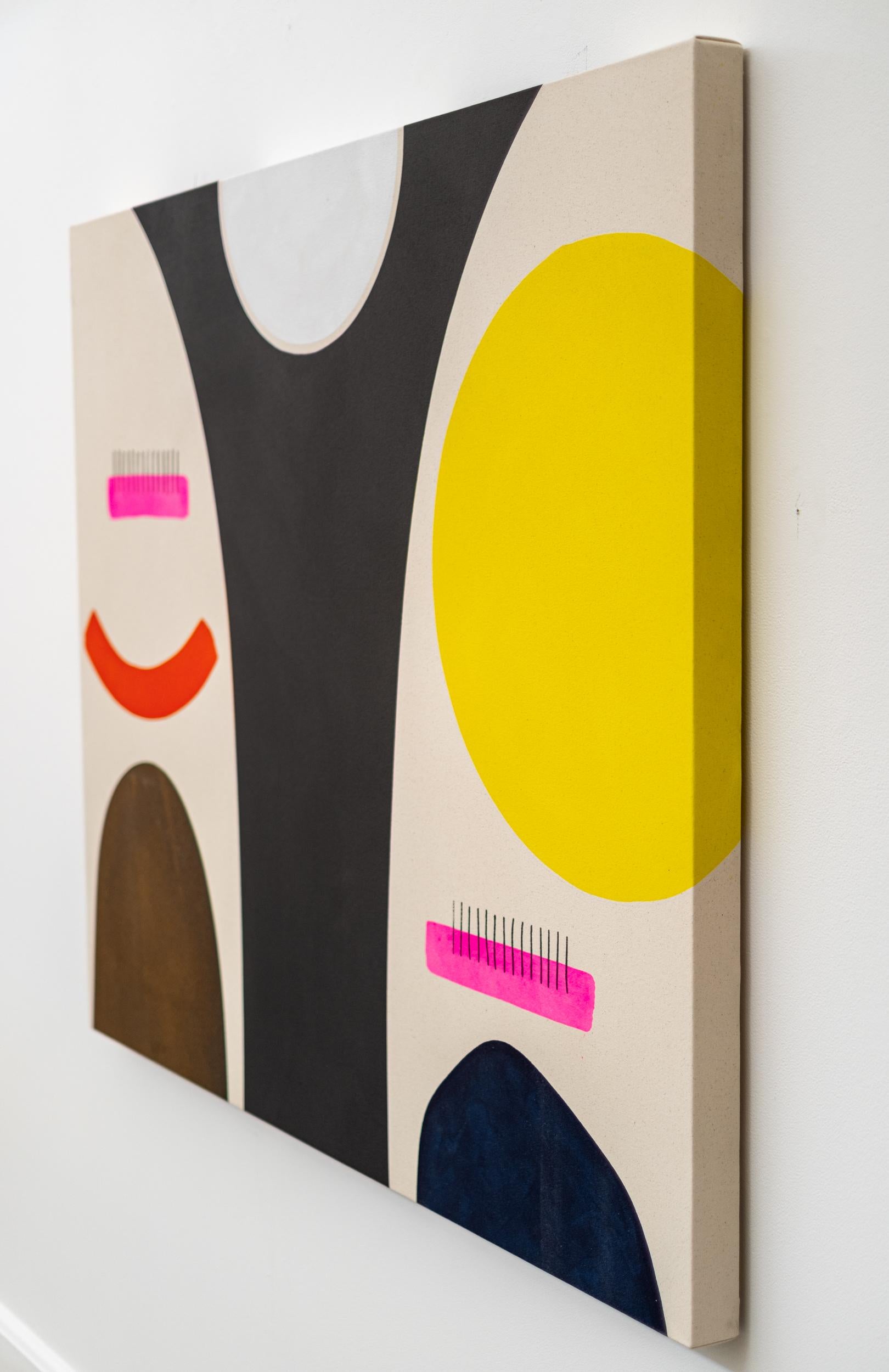 Gardien de la lune - minimaliste, contemporain, abstrait, acrylique sur toile - Orange Abstract Painting par Aron Hill