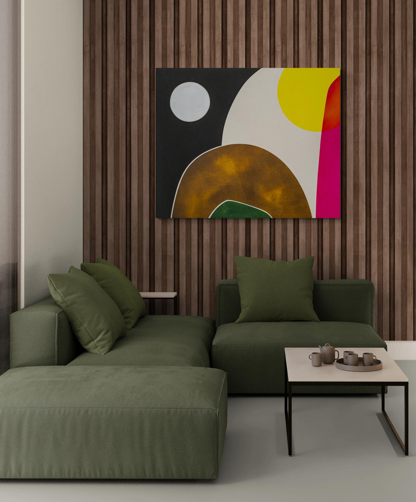 La luna sulla grande collina - minimalista, contemporaneo, astratto, acrilico su tela in vendita 9