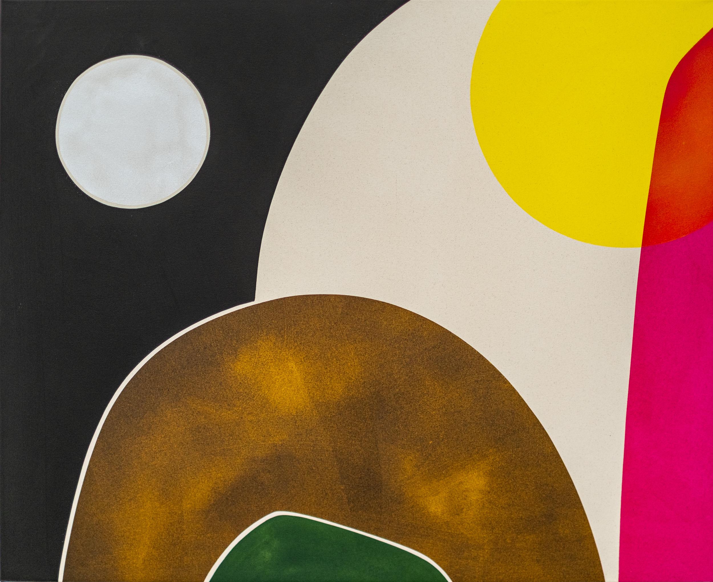 La luna sulla grande collina - minimalista, contemporaneo, astratto, acrilico su tela