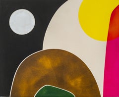 Luna sobre la gran colina - minimalista, contemporáneo, abstracto, acrílico sobre lienzo