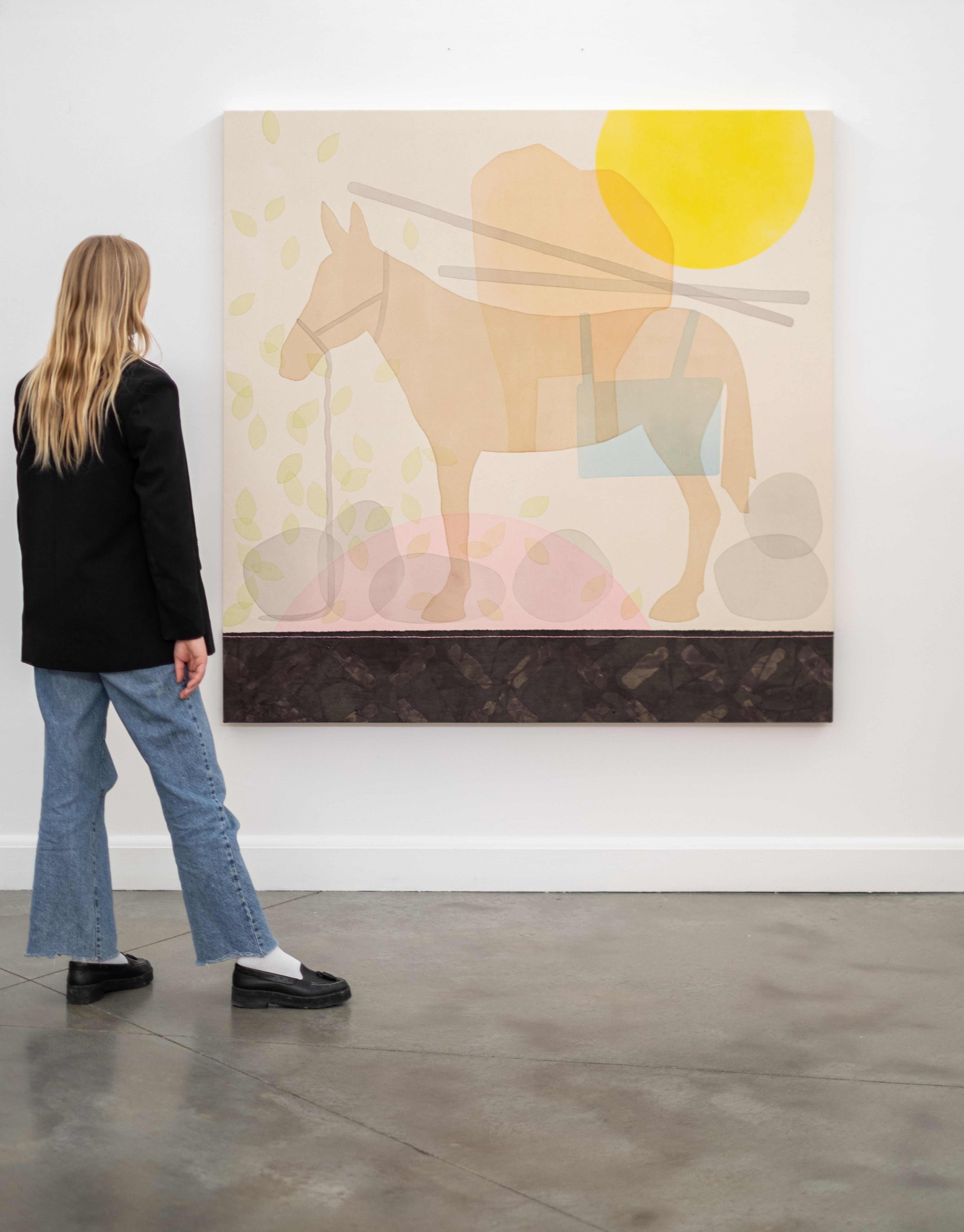 Mule with transparent pack and rocks - colorful, figurative, acrylic on canvas For Sale 7
