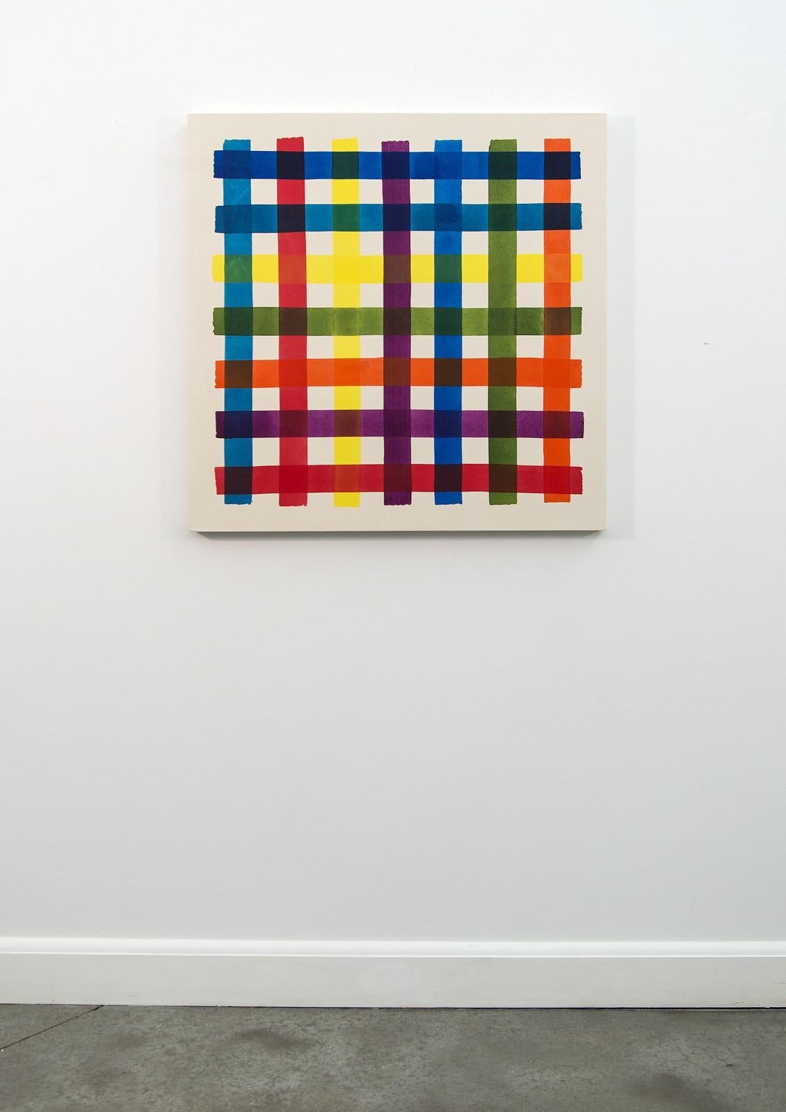 Multicolor Test Grid - kühn, lebendig, gesättigt, modern, Acryl auf Leinwand (Abstrakt), Painting, von Aron Hill