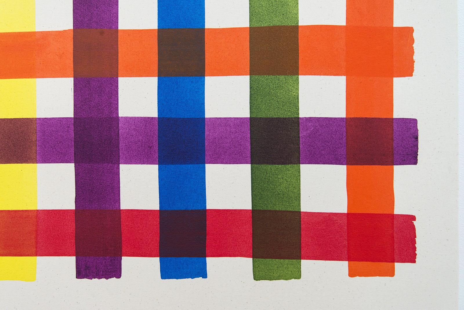 Gris de test multicolore - audacieux, vibrant, saturé, contemporain, acrylique sur toile en vente 1