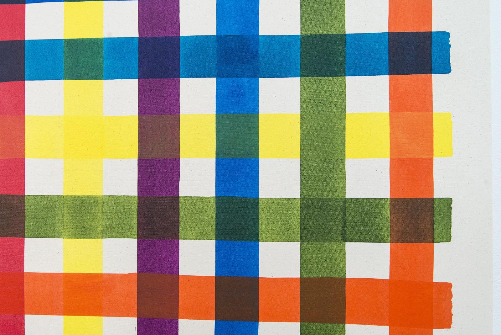 Gris de test multicolore - audacieux, vibrant, saturé, contemporain, acrylique sur toile en vente 2