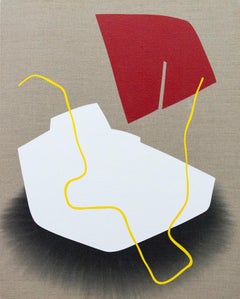 No 4 Red and White Blocks - playful post-minimalist acrylic on linen