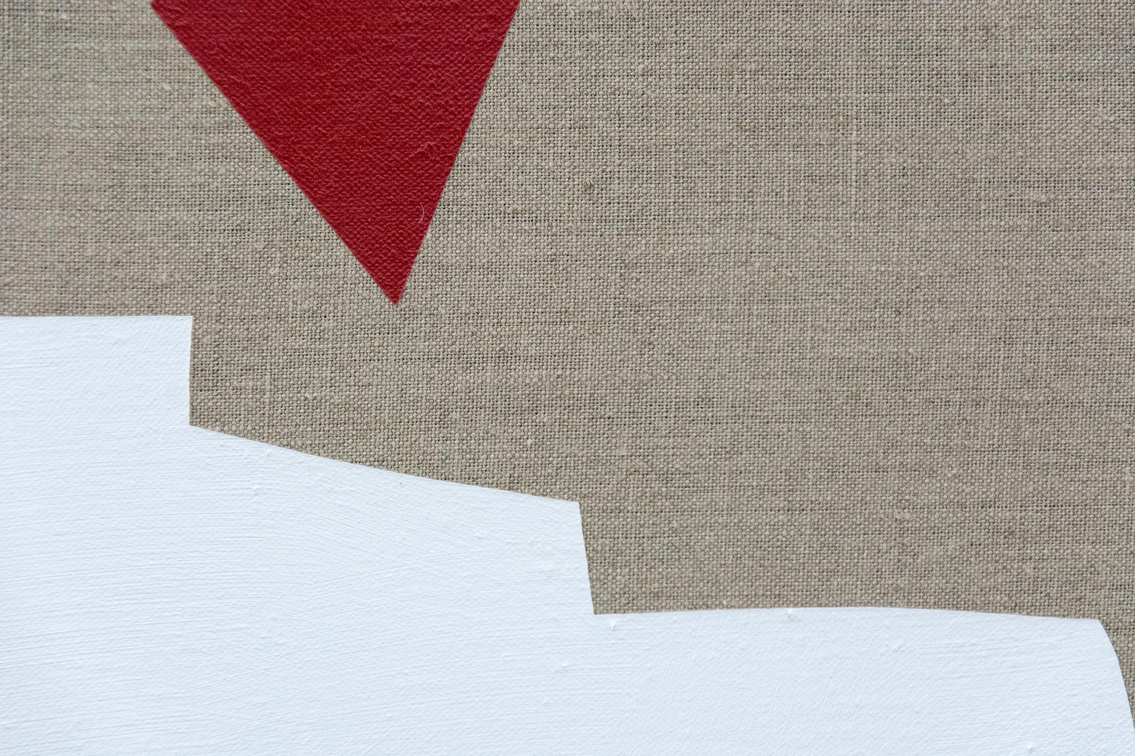 Red and White Blocks  No 3 - Post-Minimalist Painting by Aron Hill