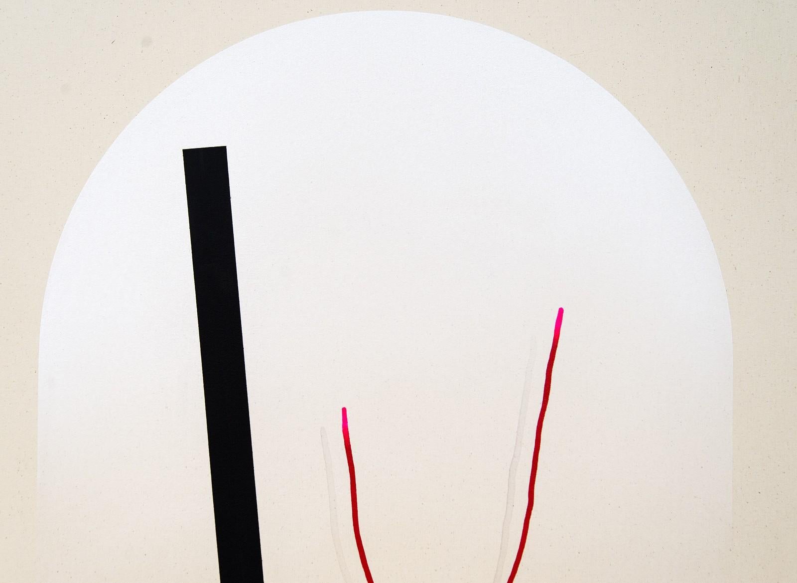 Bloc noir simple - formes vives, colorées et abstraites, acrylique sur toile - Beige Abstract Painting par Aron Hill