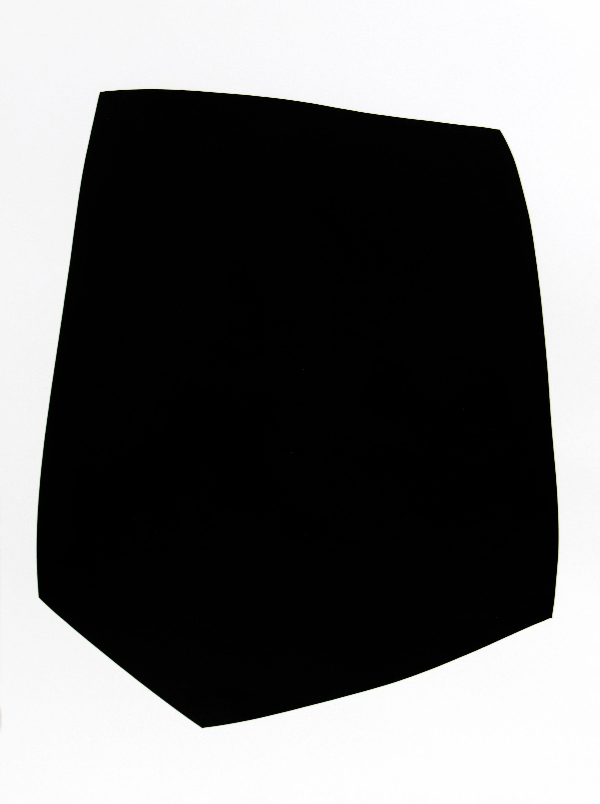 Single Black Shape - minimalista, contemporáneo, abstracto, gesso sobre papel de archivo