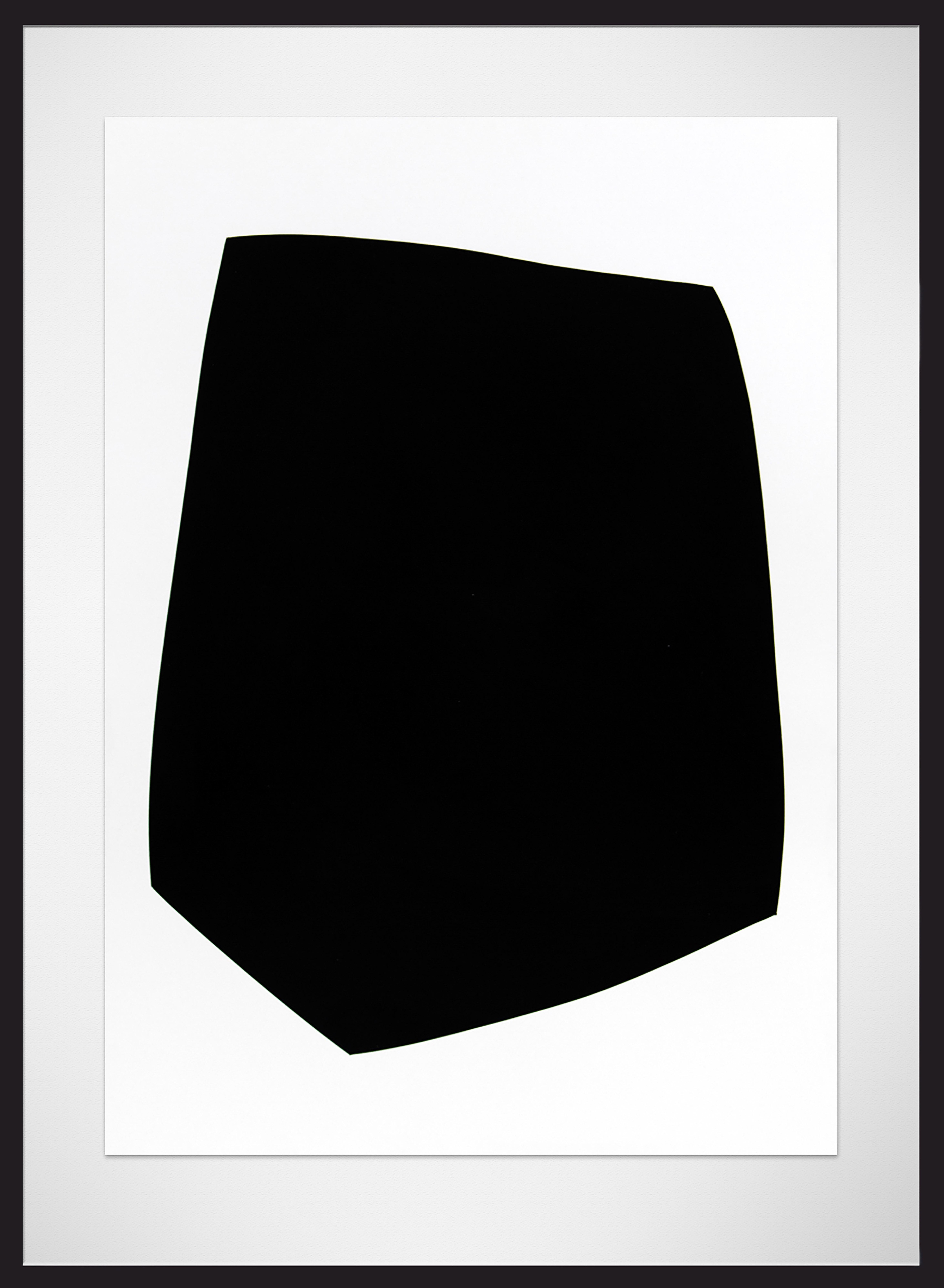 Single Black Shape - minimalist, contemporary, abstract, gesso on archival paper - Painting by Aron Hill