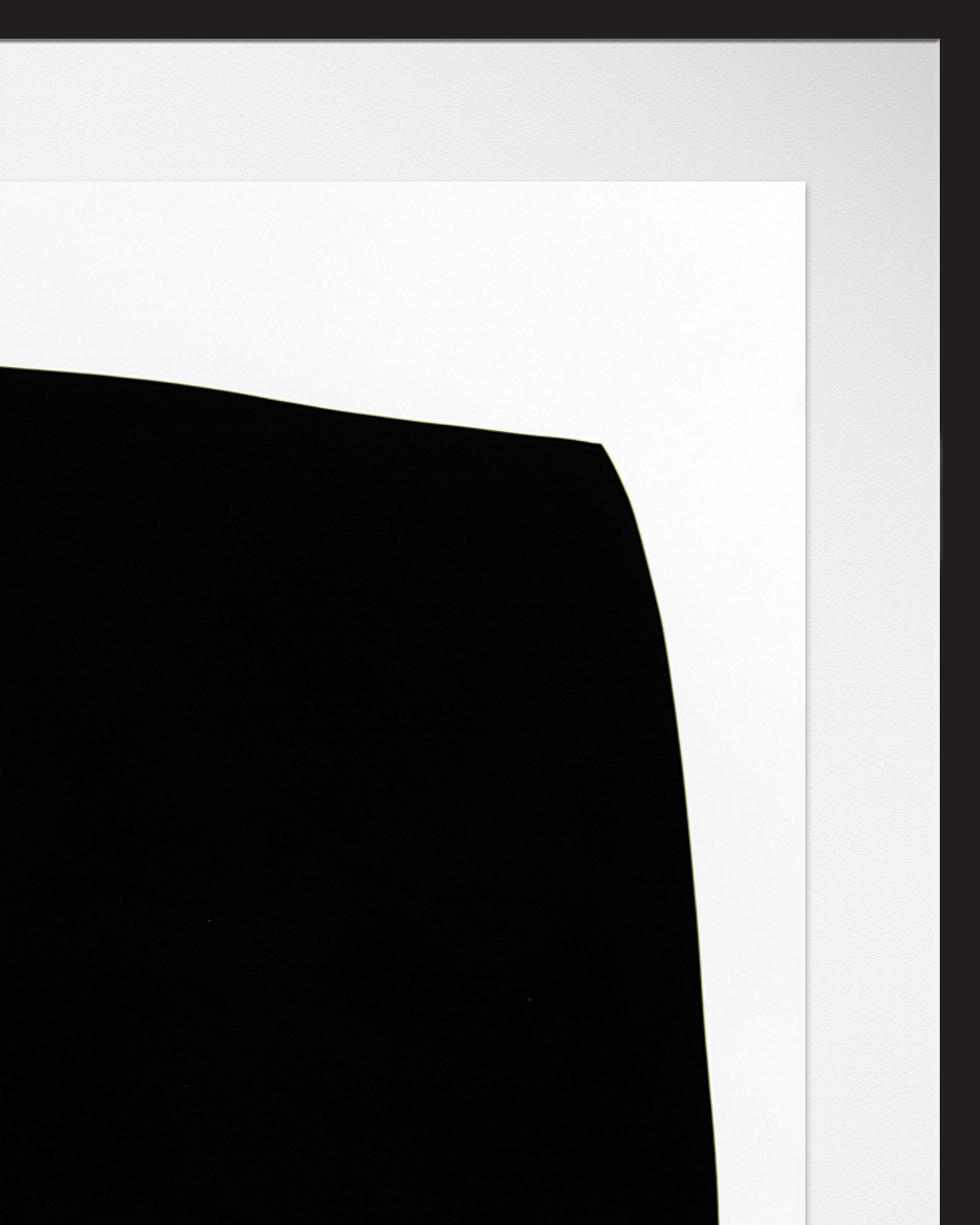 Single Black Shape - minimalist, contemporary, abstract, gesso on archival paper - Contemporary Painting by Aron Hill