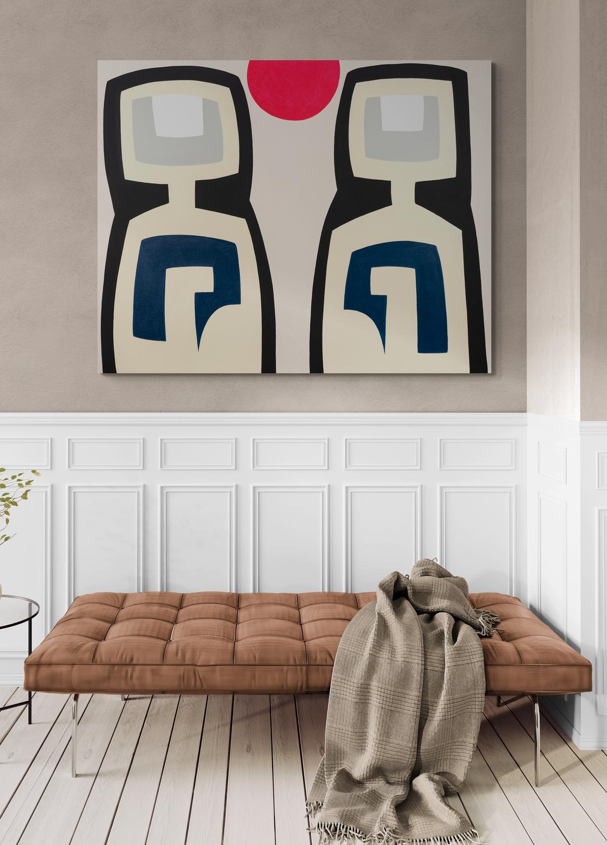Dos Madres - minimalista, contemporáneo, abstracto, retrato, acrílico sobre lienzo en venta 5