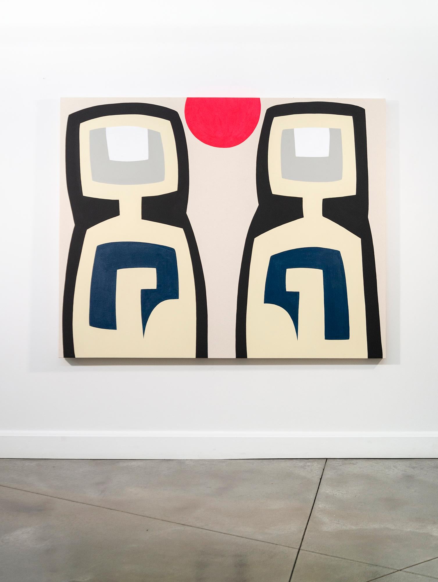 Dos Madres - minimalista, contemporáneo, abstracto, retrato, acrílico sobre lienzo - Painting de Aron Hill