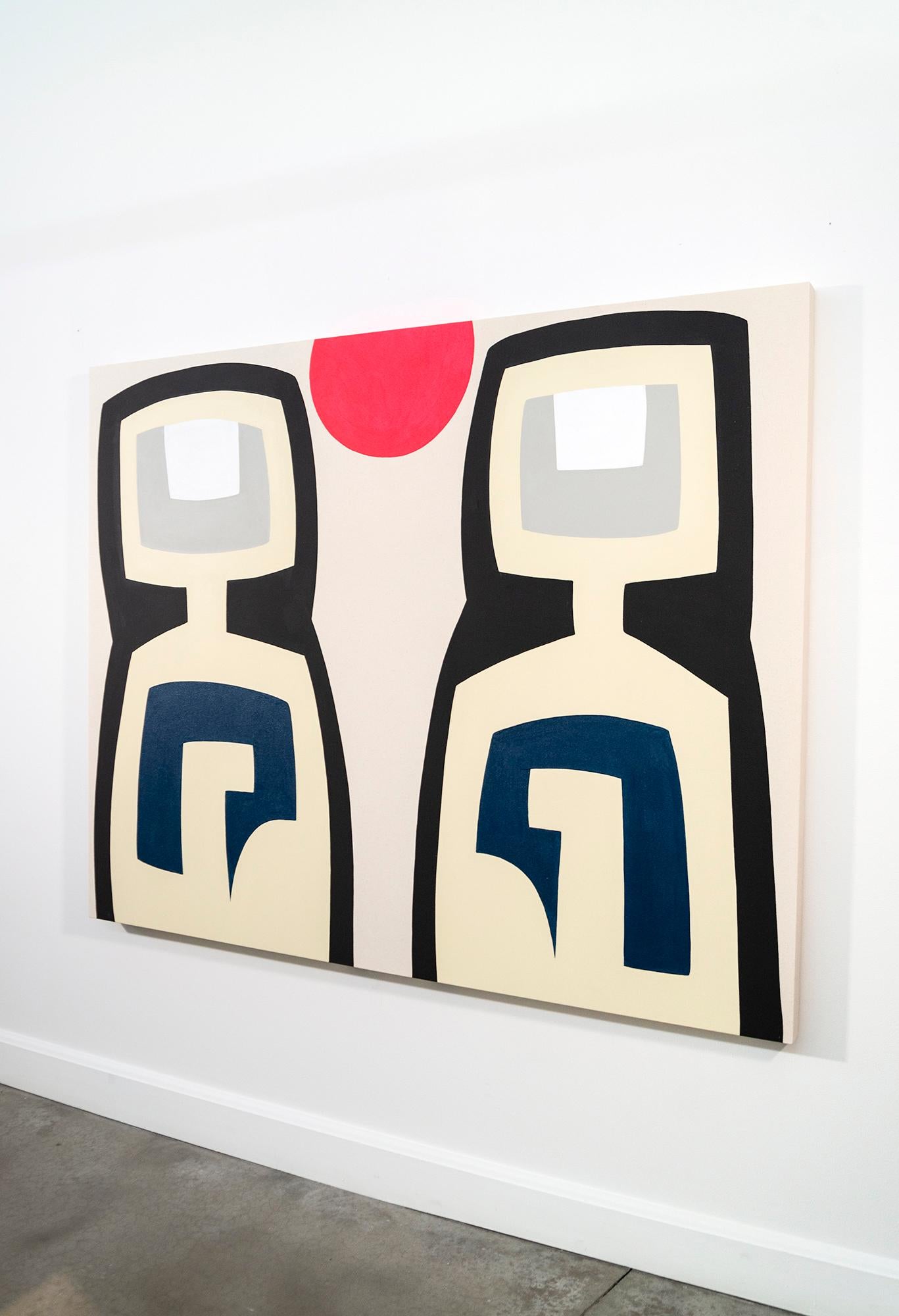 Dos Madres - minimalista, contemporáneo, abstracto, retrato, acrílico sobre lienzo - Painting Contemporáneo de Aron Hill