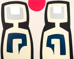 Due madri - minimalista, contemporaneo, astratto, ritratto, acrilico su tela