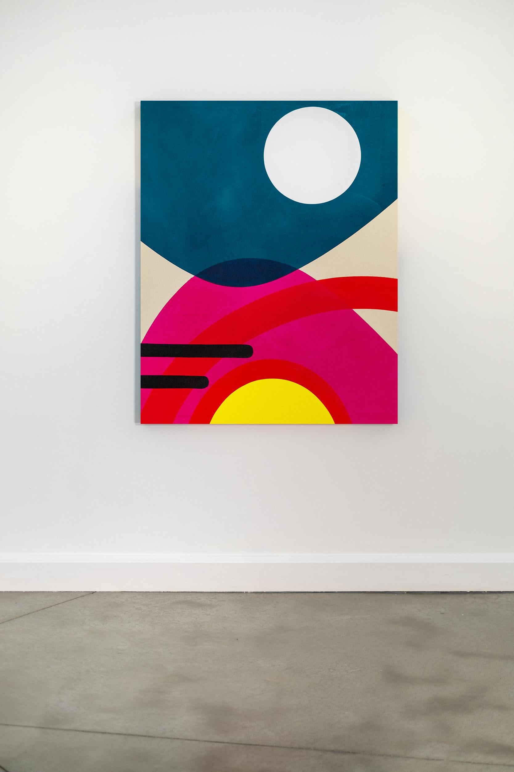 White Moon 2 - minimaliste, contemporaine, abstraite, acrylique sur toile - Abstrait Painting par Aron Hill
