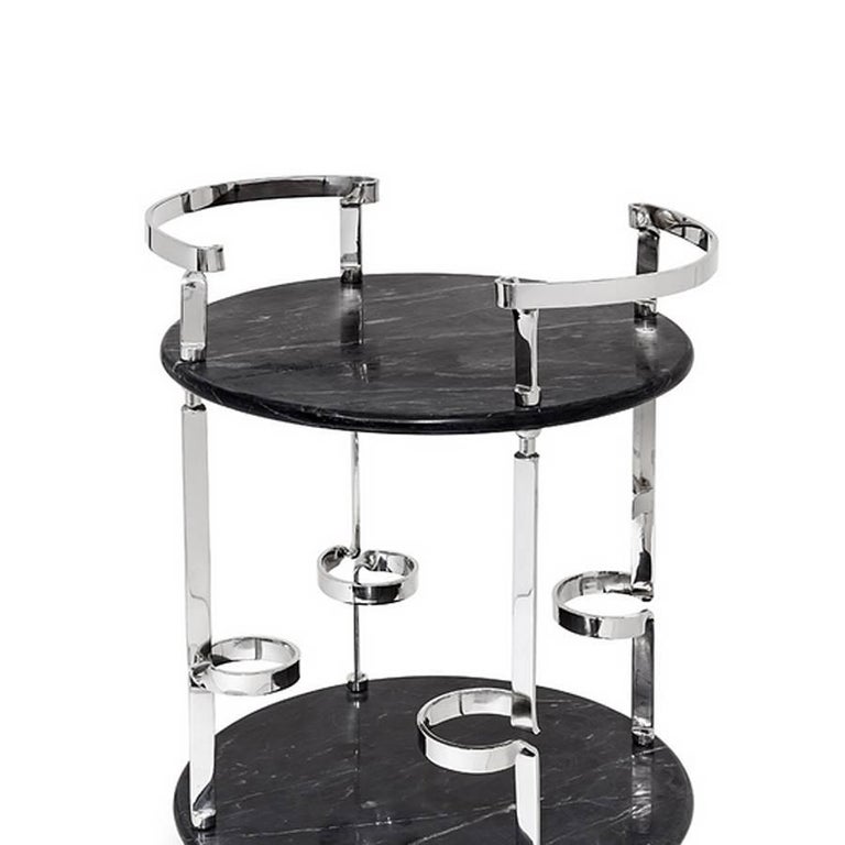 Aronda Trolley with Black Marbles Tops For Sale at 1stDibs