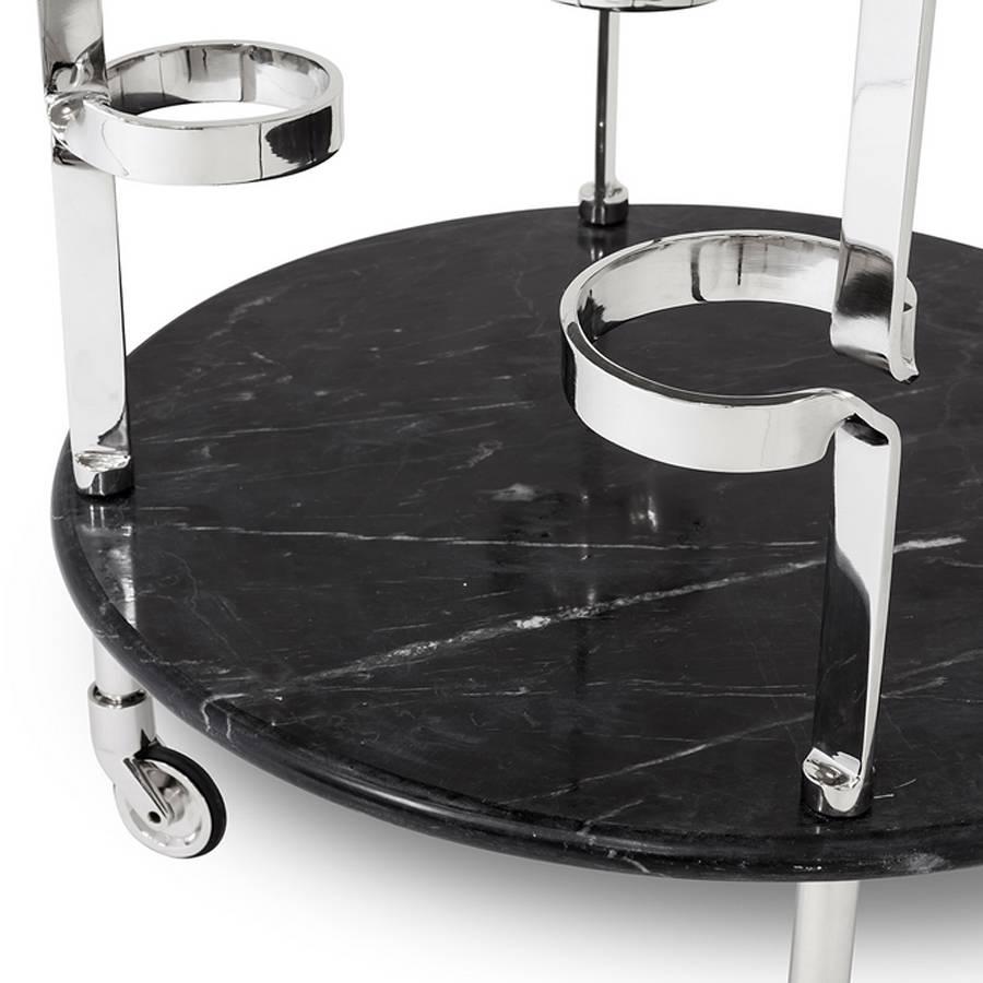 XXIe siècle et contemporain Chariot Aronda avec plateau en marbre noir en vente